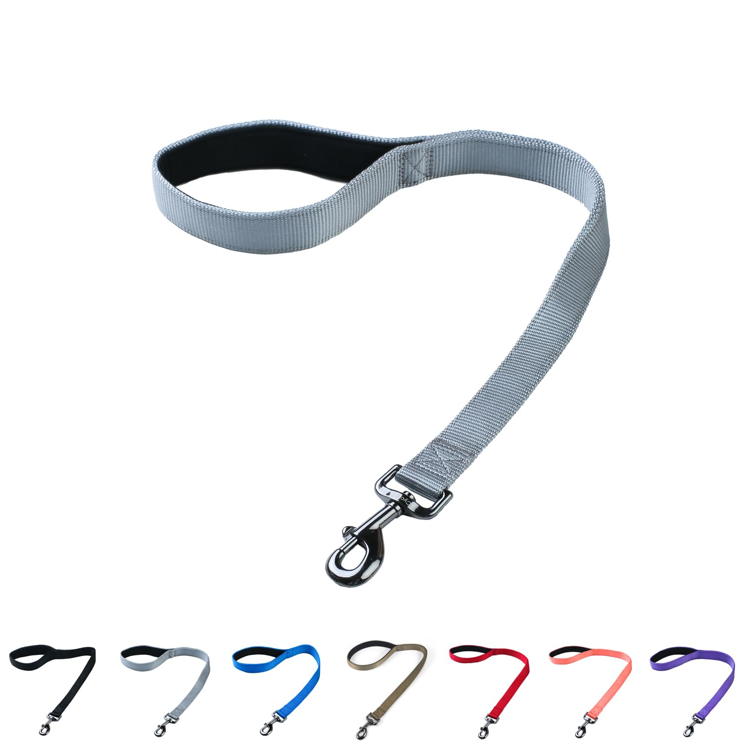 Correa corta corta para perro con cinturón de nailon resistente. (24 pulgadas, gris definitivo)
