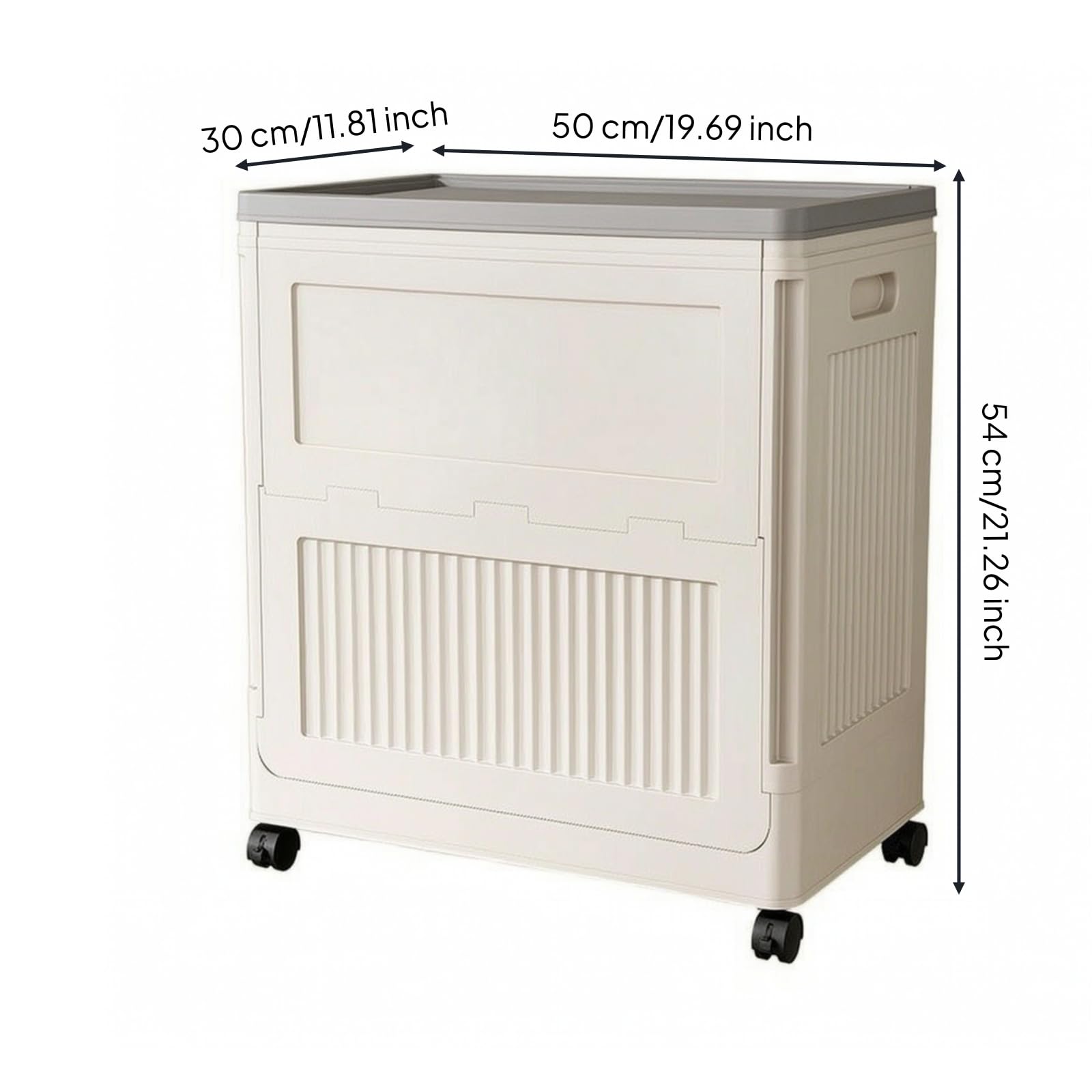 Boîte Rangement pour Vêtements Mobile, Gris, 50 Cm