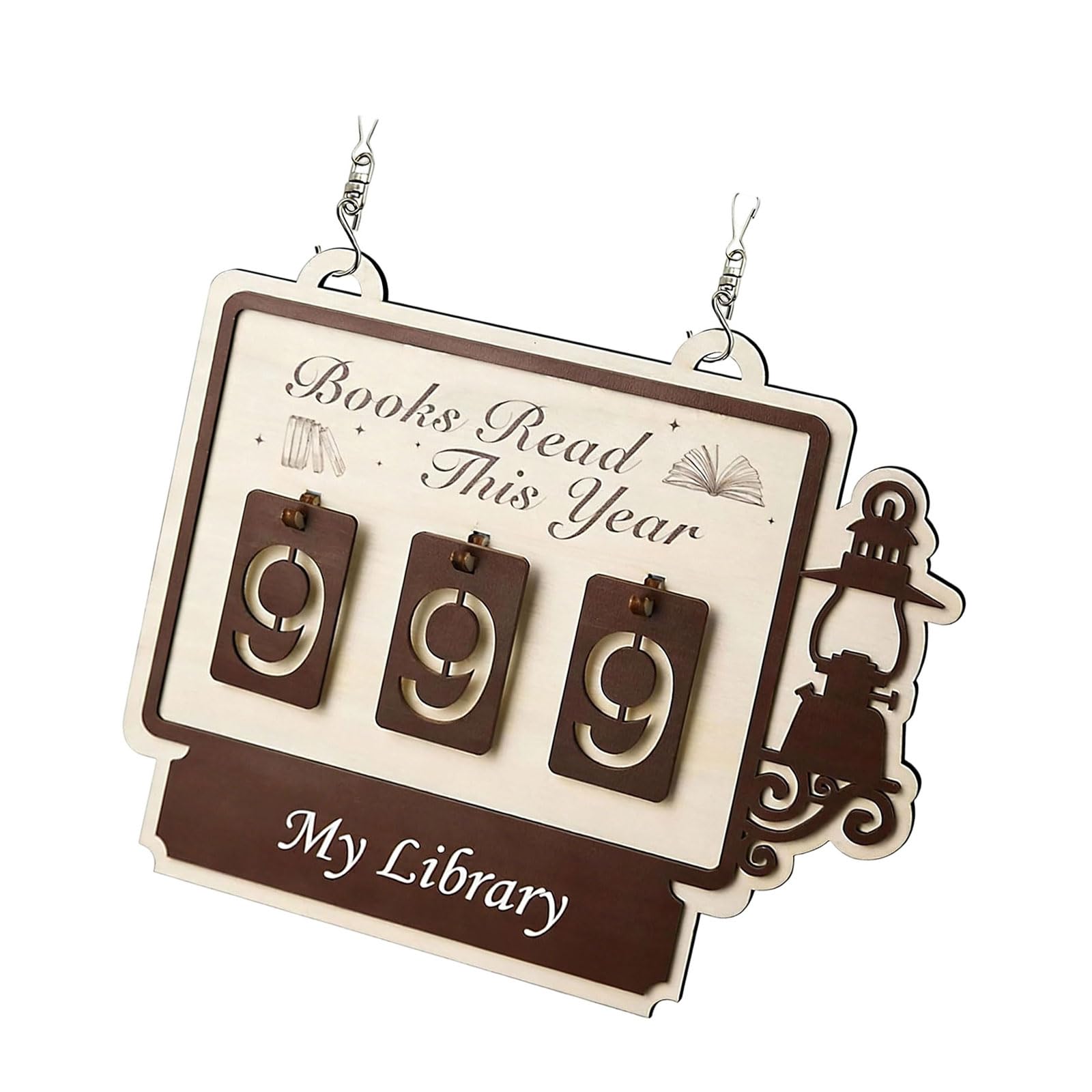 Books Read This Year Counter, Personality Book Trackers Sign, Book Lover Gift Bookshelf Decors Ornament for Library Decors Counter Trackers Sign