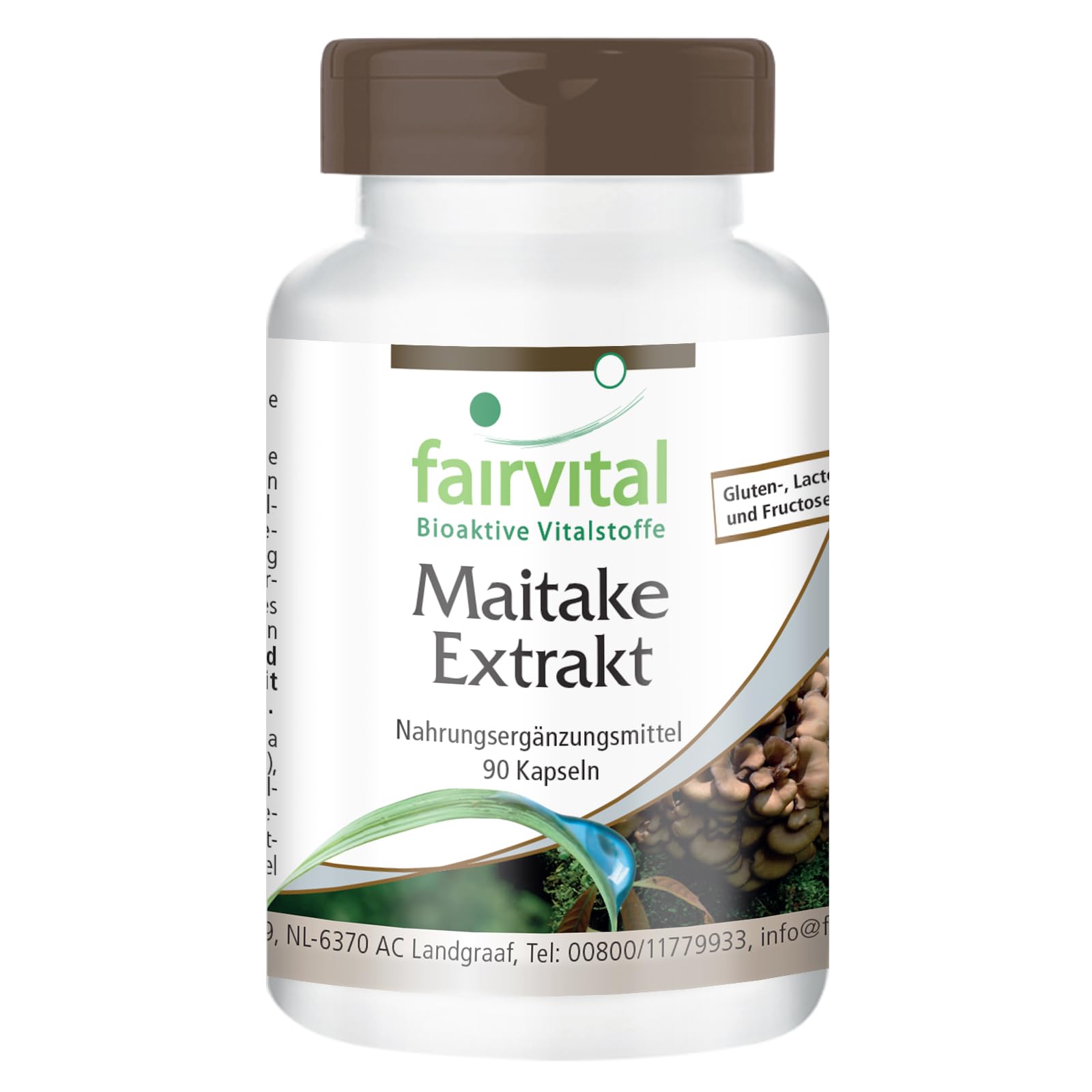 fairvital Estratto di Maitake 500 mg, 90 capsule, facili da deglutire, ALTO DOSAGGIO, Grifola frondosa, 30% di polisaccaridi, VEGANO
