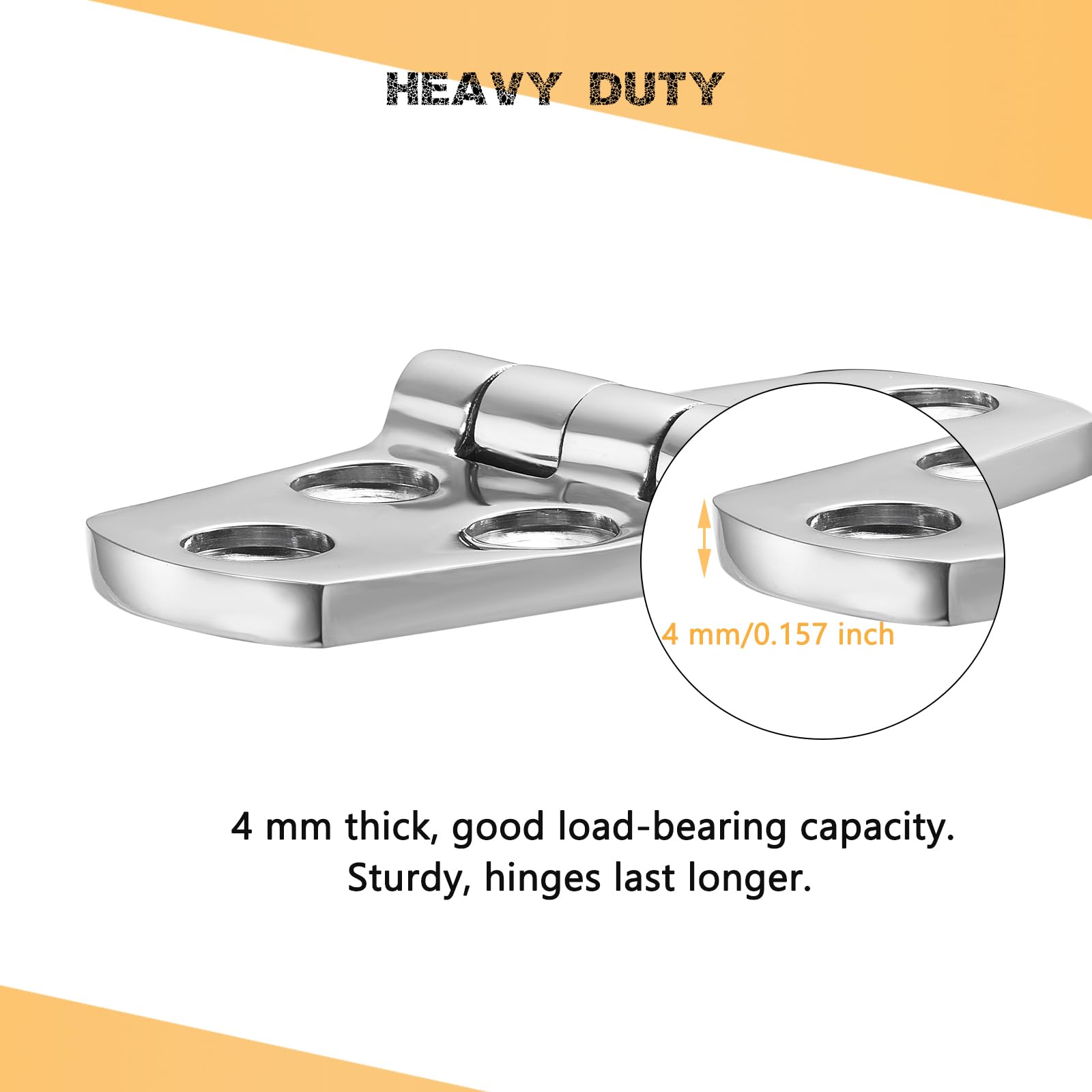316 Stainless Steel Boat Hatch Hinges Marine Grade, 3 x 1.5 Inch, Sturdy Deck Cabinet Door Hinges with Screws (Pack of 4) - Image 4