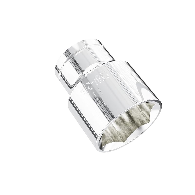 Soquete curto de 19,05 mm (3/4 pol.) com encaixe de 9,5 mm (3/8 pol.), 6 pontos, FOCMKEAS, 1 unidade