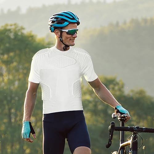Miniatura 9 de TOUYR - Camiseta de compresión acolchada y pantalones para hombre, chaleco de entrenamiento sin mangas y pantalones cortos, conjunto de costillas en