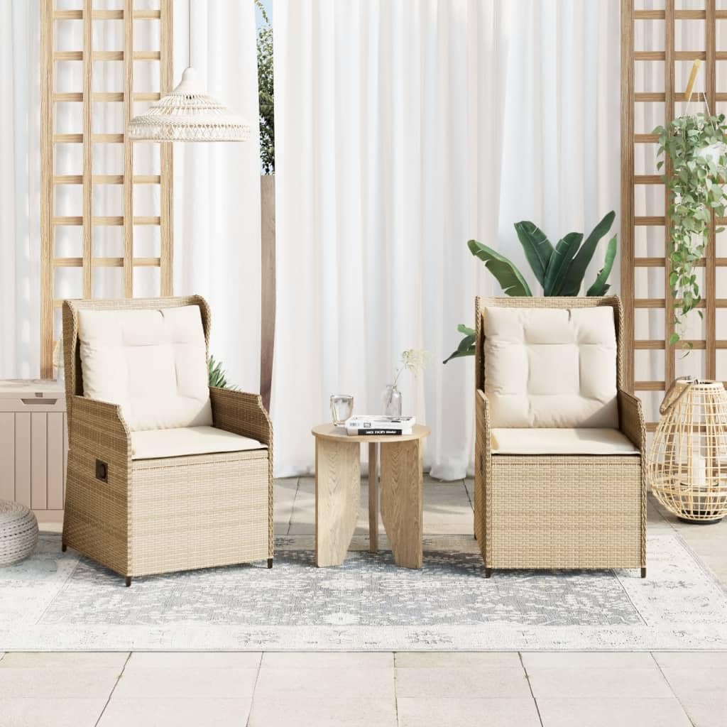 Set 2 Sedie da Giardino Reclinabili in Polyrattan con Cuscini | Poltrone relax con schienale regolabile e cuscini sfoderabili, ideali per arredare terrazza, balcone o patio esterno.