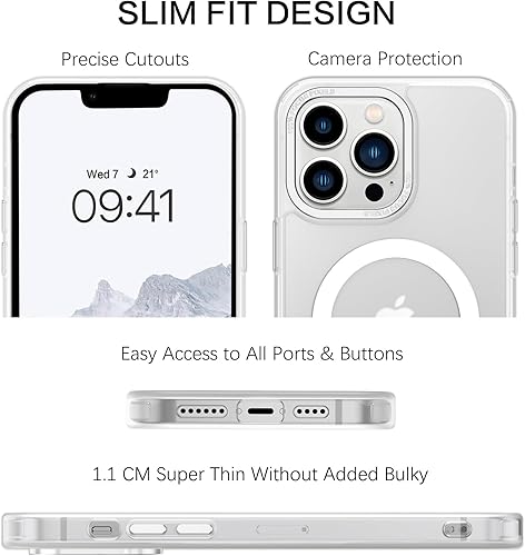 Miniatura 8 de BENTOBEN Funda magnética para iPhone 13 Pro Max, iPhone 13 Pro Max compatible con MagSafe translúcida mate a prueba de golpes, para mujeres, hombres