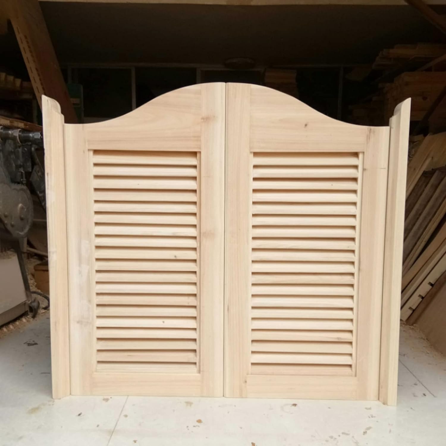 HHOZsafety Cafe Swing Doors, Wooden Door Louvered Swinging Door with Hinges Heavy Duty Half Waist Door, Parlor Butler Door(75x90CM/29.5x35.4IN)