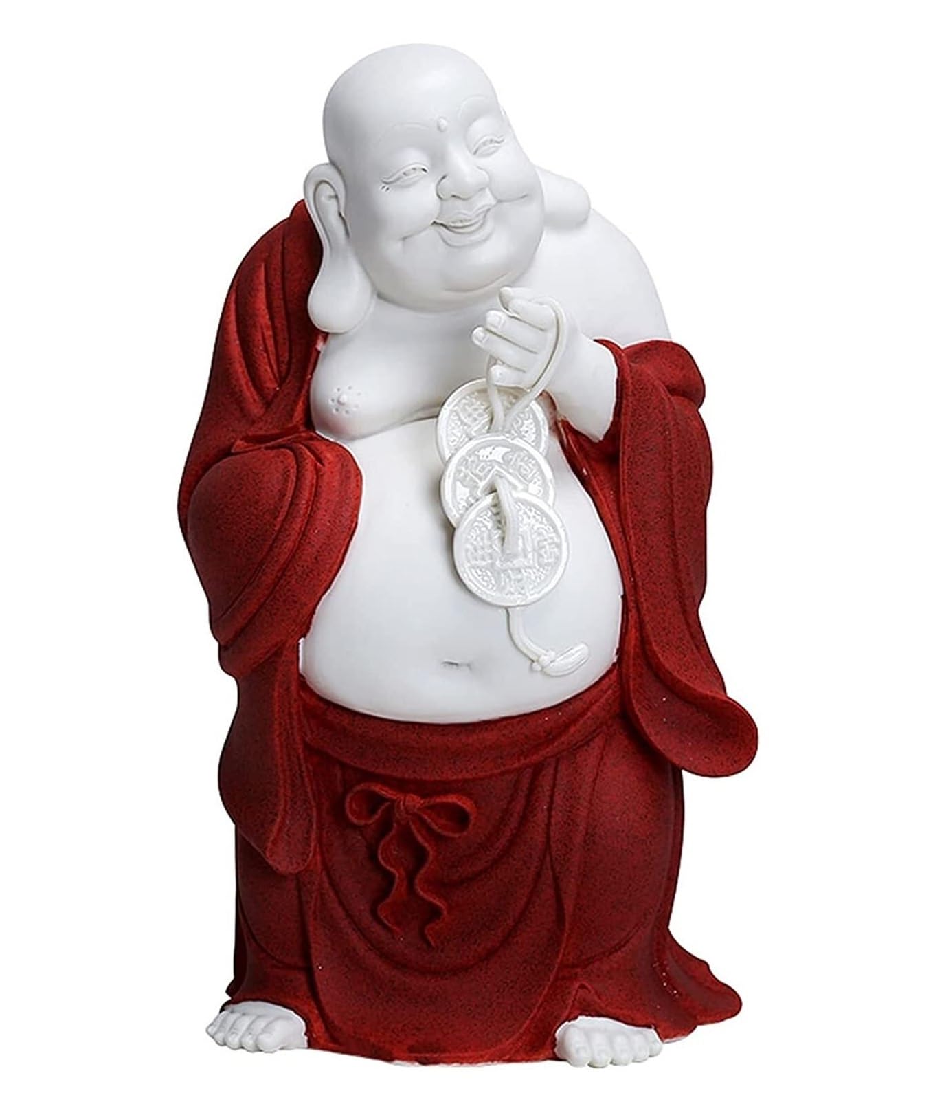 GAOJUNAN Buddha Statue,Zen Altars, Ceramic Buddha Statues Big Belly Laughing Money Statue Ornaments Home Office Desktop Decoration Desk Shelf Decoration(Rosso)