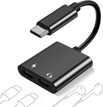 USB C Splitter for iPhone 15, Dual USB C Audio and Charge Adapter 60W Fast Charge Fit with iPhone 15 Pro Max Plus, Galaxy S23 S22 Ultra/S21/Note 20, Google Pixel 7 6 Pro 5, i-Pad Pro Not for Data