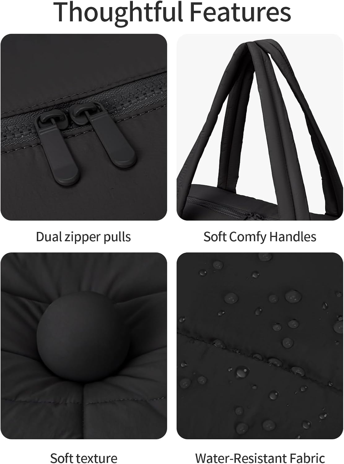 Gitus Carry On Duffle Gym Bag for Women Puffer Weekender Overnight Duffel Bag for Travel with Clear Toiletry Pouch Sport Yoga Fitness Essentials Gifts (Black) - Image 4