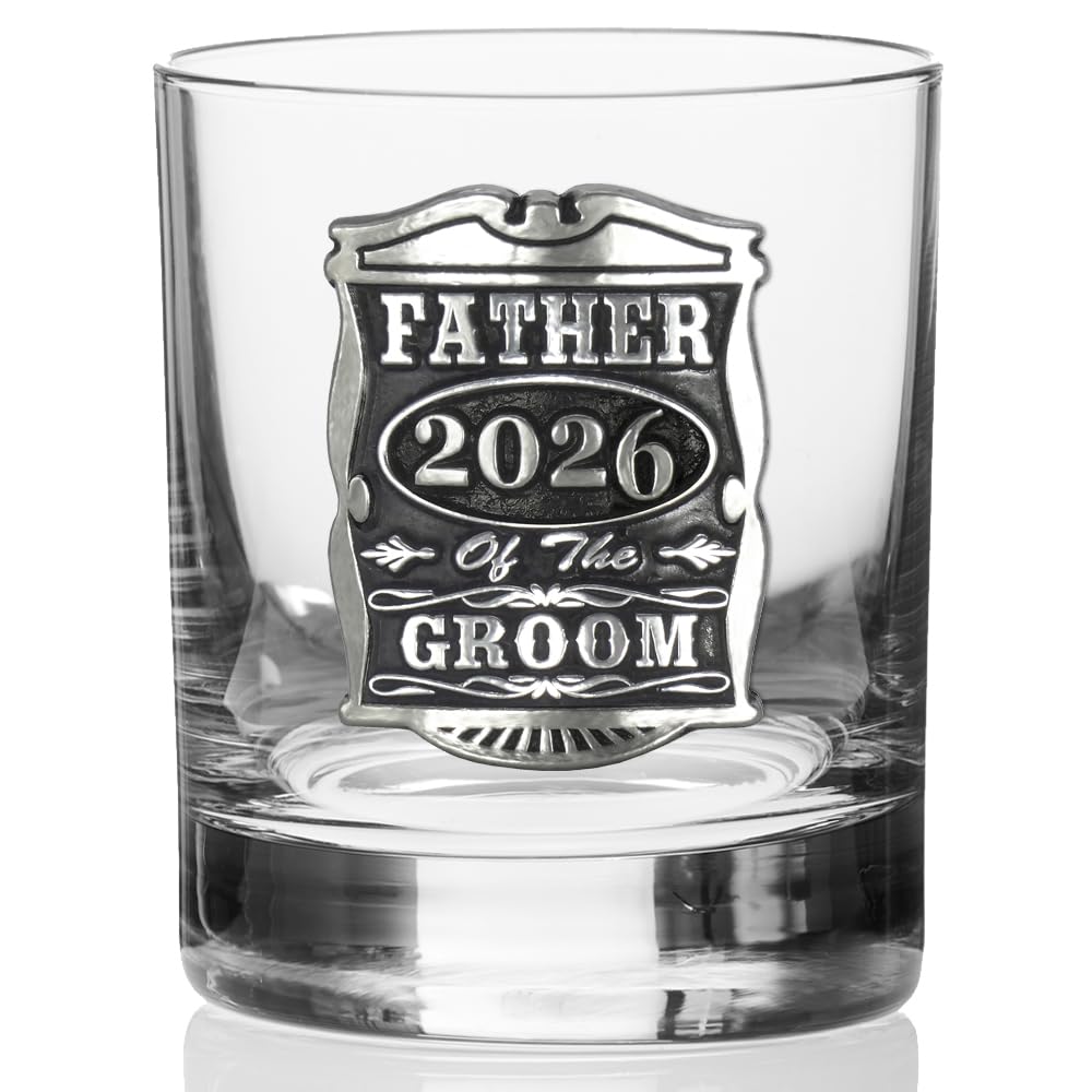 English Pewter Company 325 ml ojciec pana młodego szklanka do whisky spersonalizowany z Twoim rokiem – idealne prezenty ślubne dla drużbów – pudełko prezentowe [WD006]
