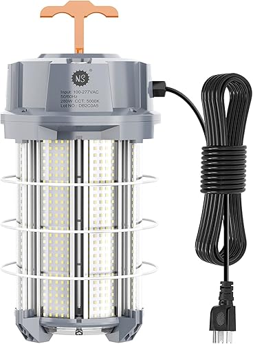 NS Luz de trabajo temporal LED de 280 W, luces de construcción de trabajo colgantes portátiles, enlazable 5000K 42,000LM brillante para alta bahía,