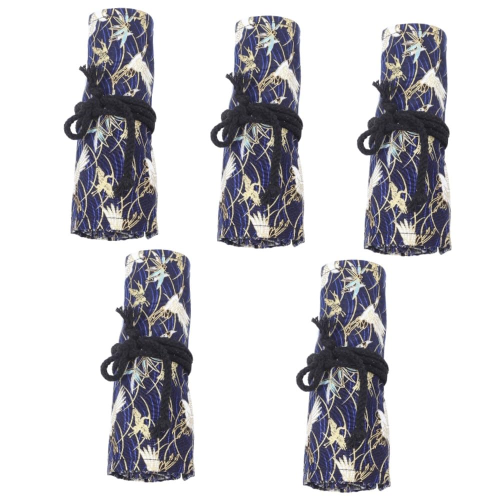 Gadpiparty 5 Pezzi Organizer per Penne Antistrappo Astuccio Arrotolabile Decorativo per Capacità Design per Scuola