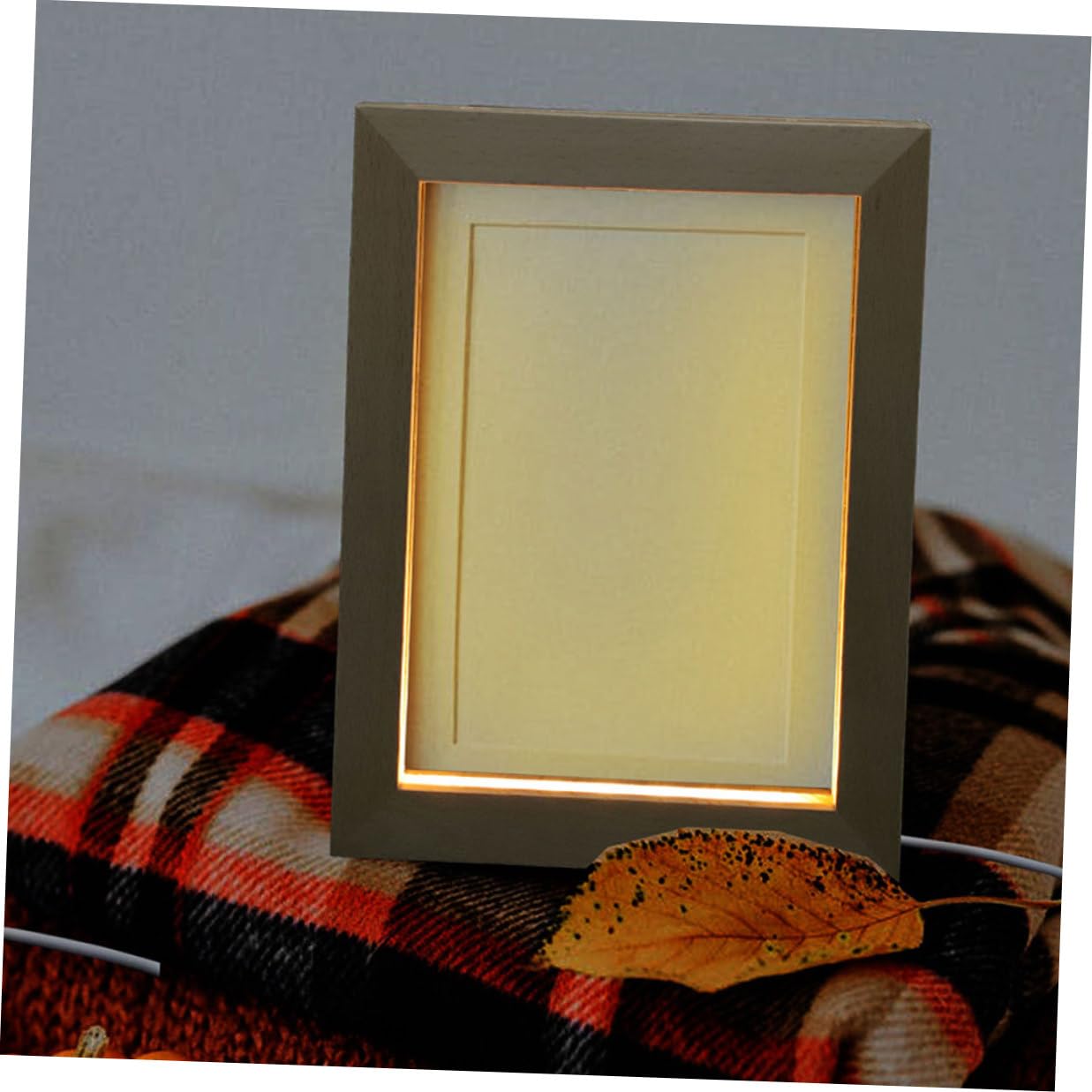 DECHOUS Marco de Fotos de Madera Maciza LED Luz Nocturna Cálida USB 170x130 Mm, Marco de Escritorio Iluminado 3d para Decoración y Exhibición de Imágenes Hogar, Pack 2 Unidades