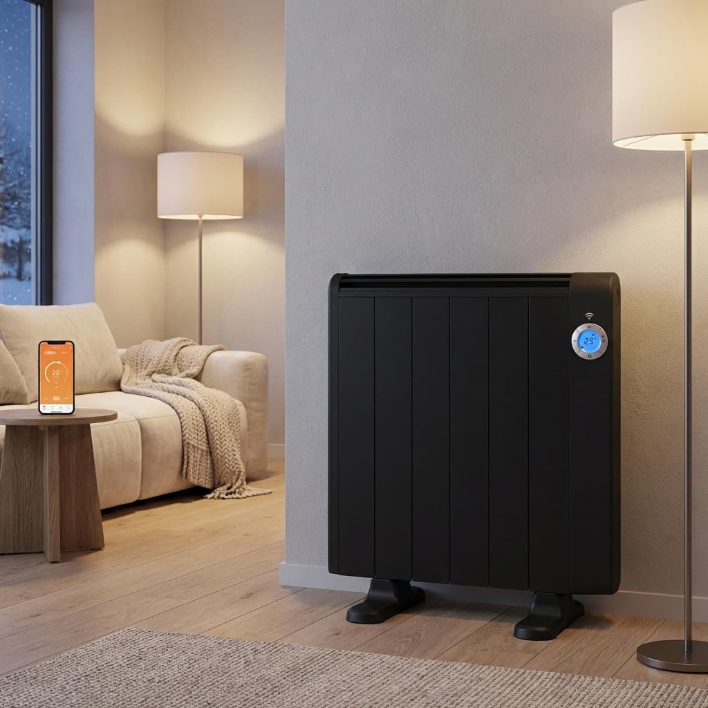 Suinga Emisor Termico 5 Elementos 800W | Calefaccion Eficiente Sin Aceite | Control WIFI Inalambrico | Mando A Distancia