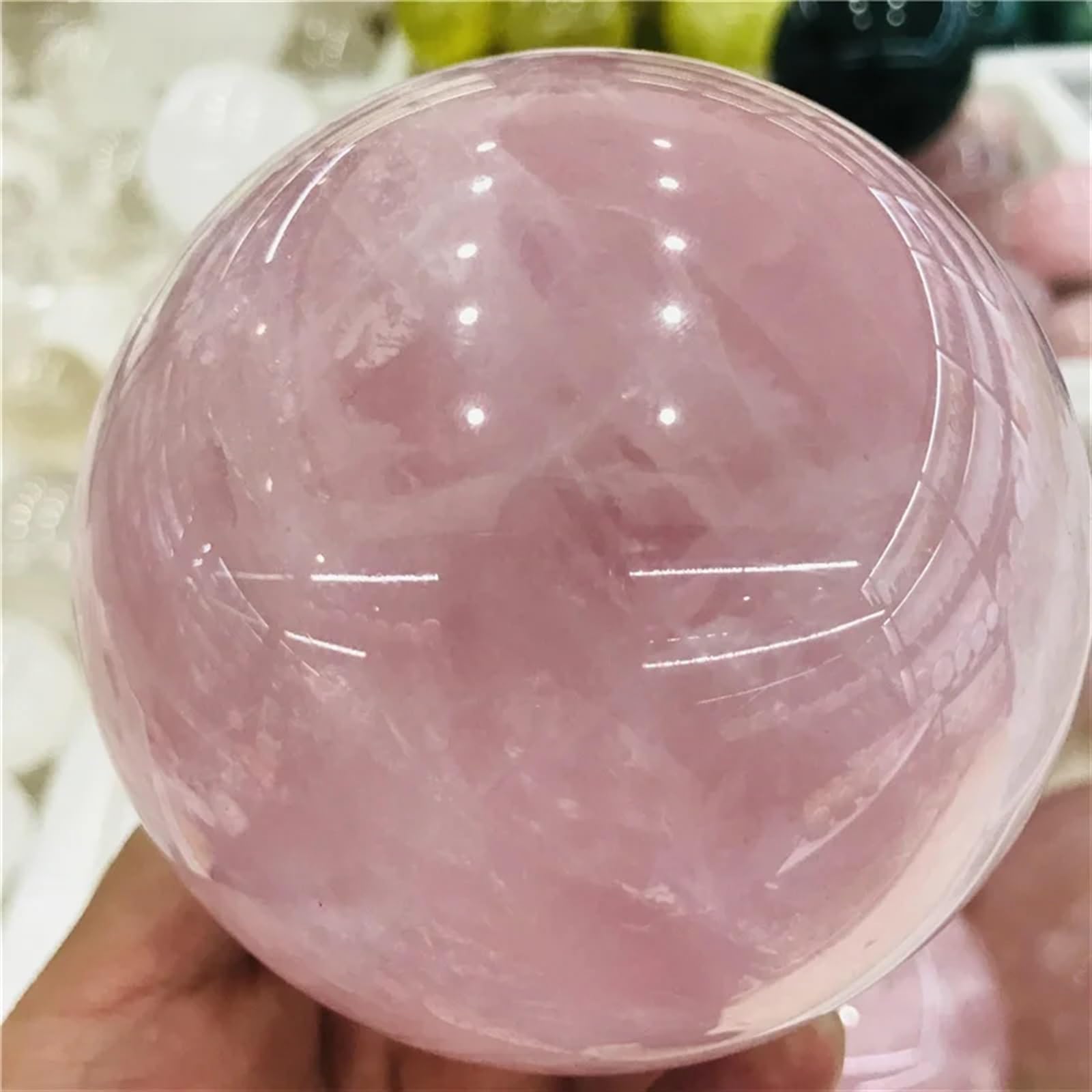 DPURPIWADY Stone Rose Quartz Magic Crystal Ball Sphere Decoration Gift(1000-1100g)