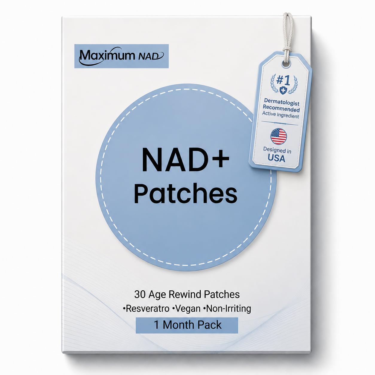 NAD+ Patches for Women & Men with Nicotinamide and Resveratrol-30 Patches, Premium 8-Hour Extended-Release Formula, Vegan