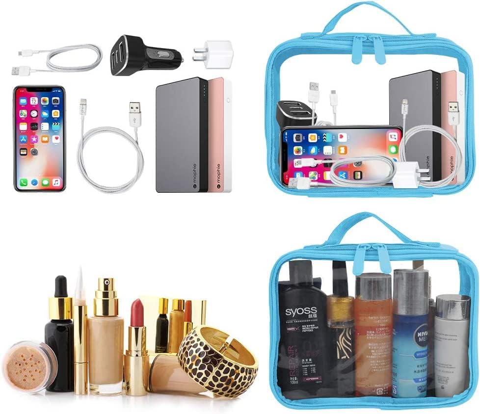 Miniatura 3 de ANRUI TSA Approved Toiletry Bag with Handle Strap, Clear Travel Liquids Toiletries & Cosmetics Organizer Carry-On Luggage for Women and Men 3 Pack