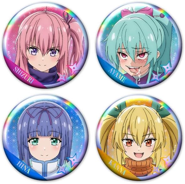 NETO Kunoichi I Started My Family Hologram Tin Badge Set of 4