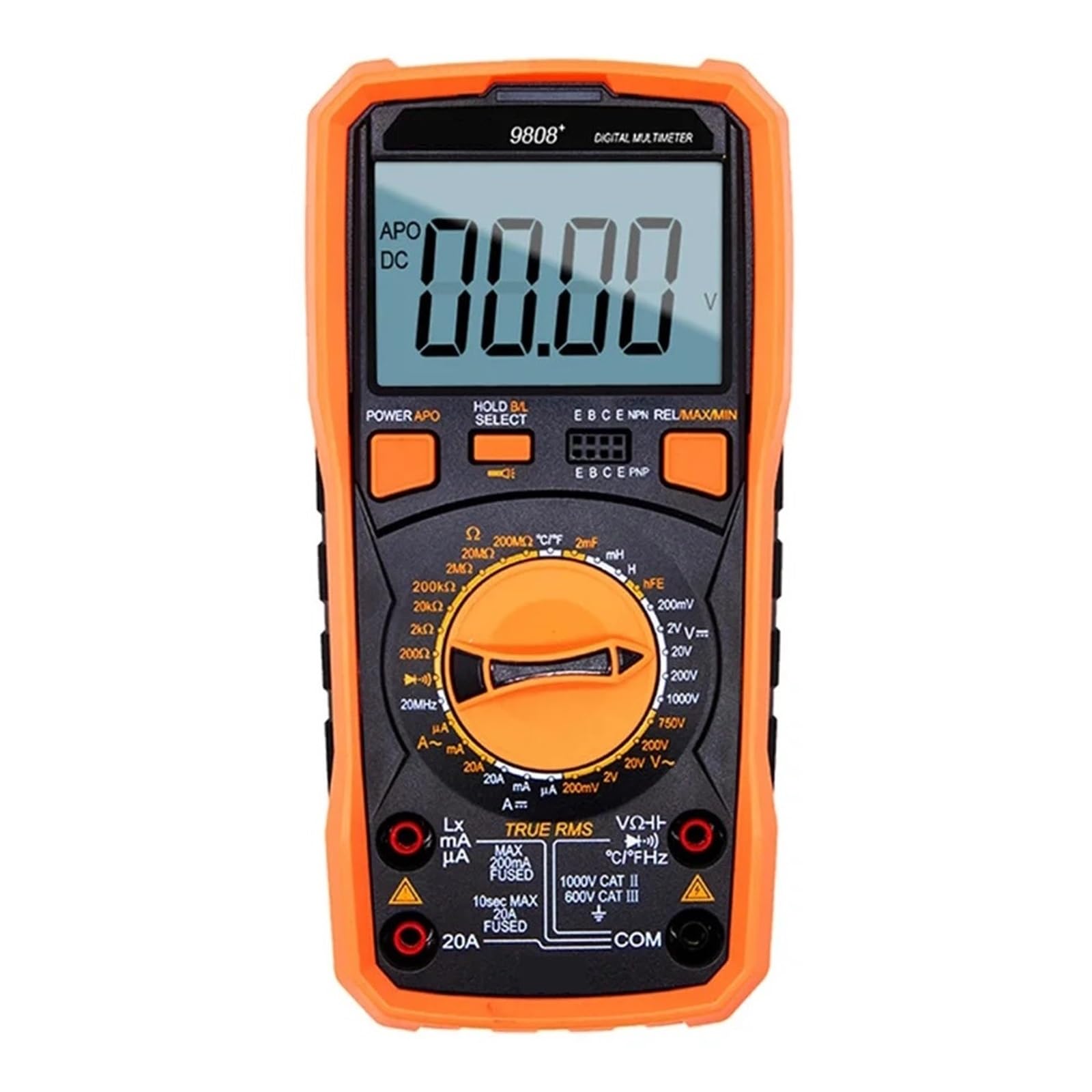 9808+ Multímetro Digital Inductancia 20H Capacimetro De Alta Precisión 2000uF Medición De Temperatura De Frecuencia De 20MHz con LCR