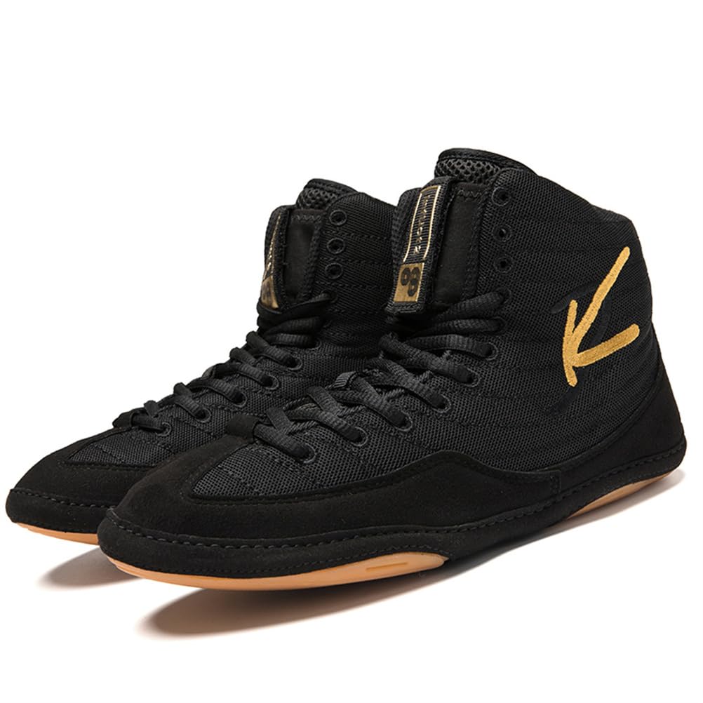 Scarpe da Lotta Unisex per Adulti da Uomo E Donna, Alte, Leggere, per Fitness, Boxe, Kickboxing, Palestra E Sport,Nero,37 EU