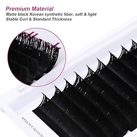 Lashes Extension Supplies D Curl 0.07 14mm Self Fanning Eyelash Extensions Semi Permanent Eyelash Volume Extensions (0.07-D, 14mm)