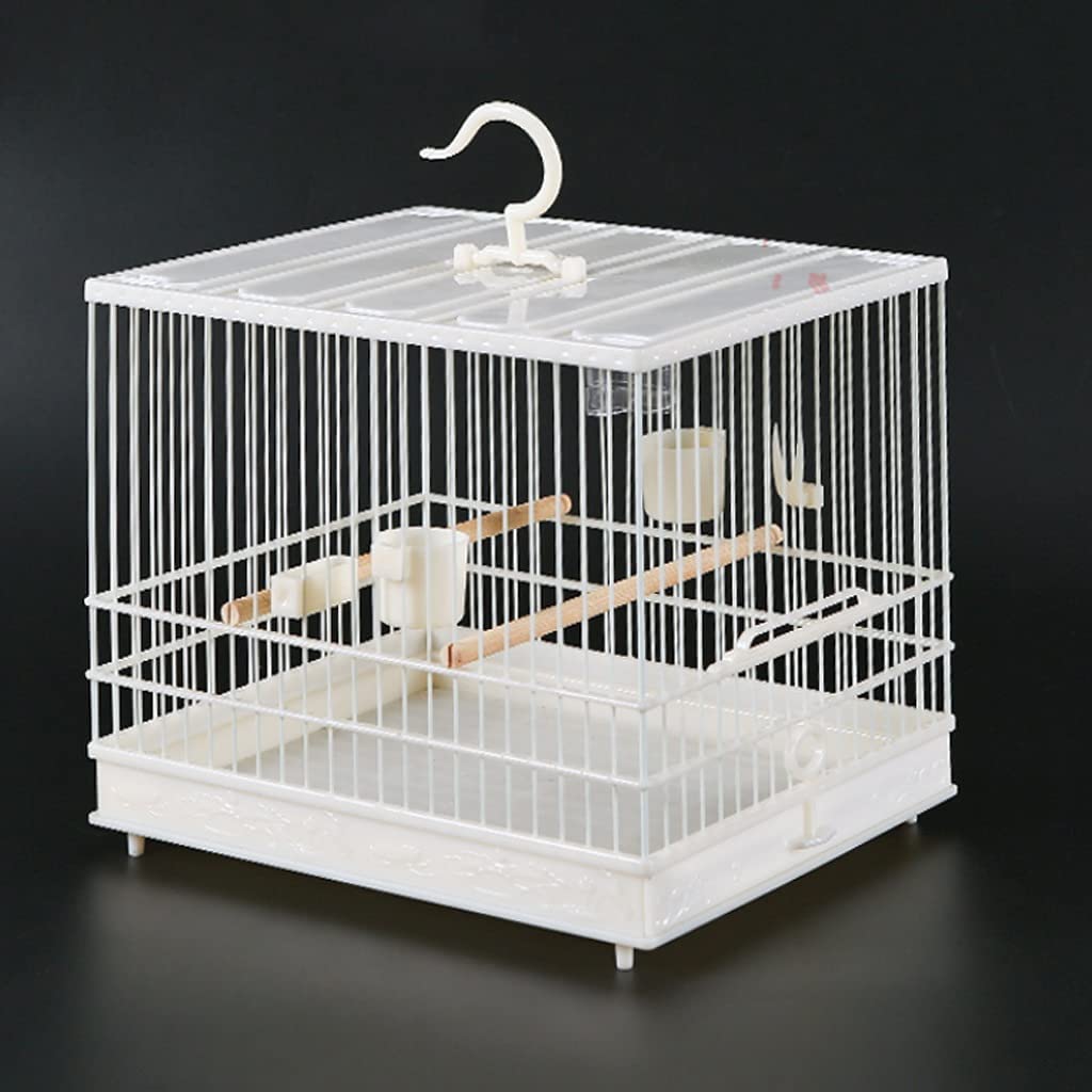 Jaula de cría Jaula de pájaros de Acero y plástico, Jaula de pájaros Blanca con Bandeja fácil de Separar, Jaula de pájaros de Vuelo de Viaje portátil, Nido de pájaro Multifuncional Pajarera