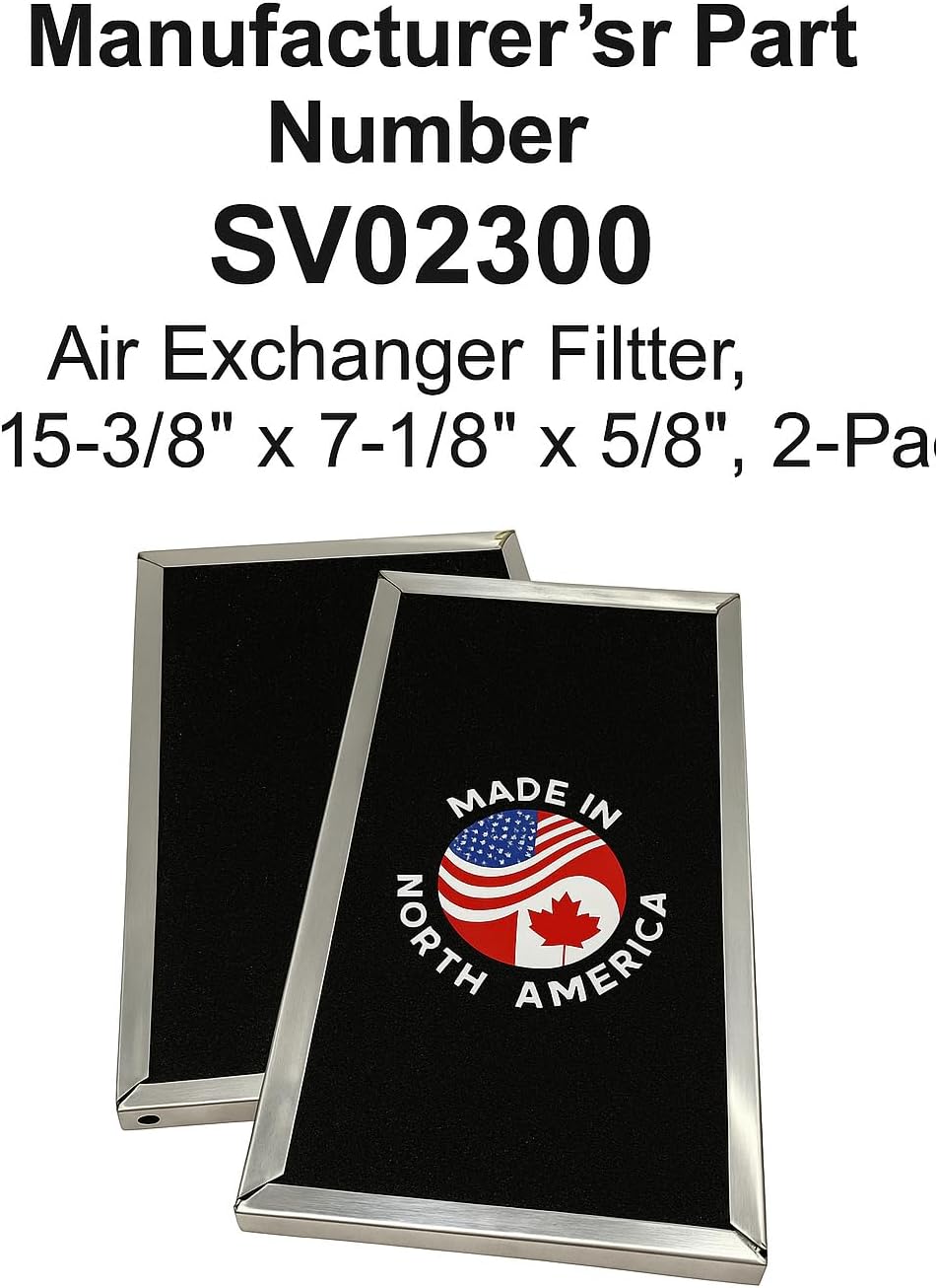 SV02300 Air Exchanger Filter, 15-3/8 x 7-1/8 x 5/8 inches, 2-Pack