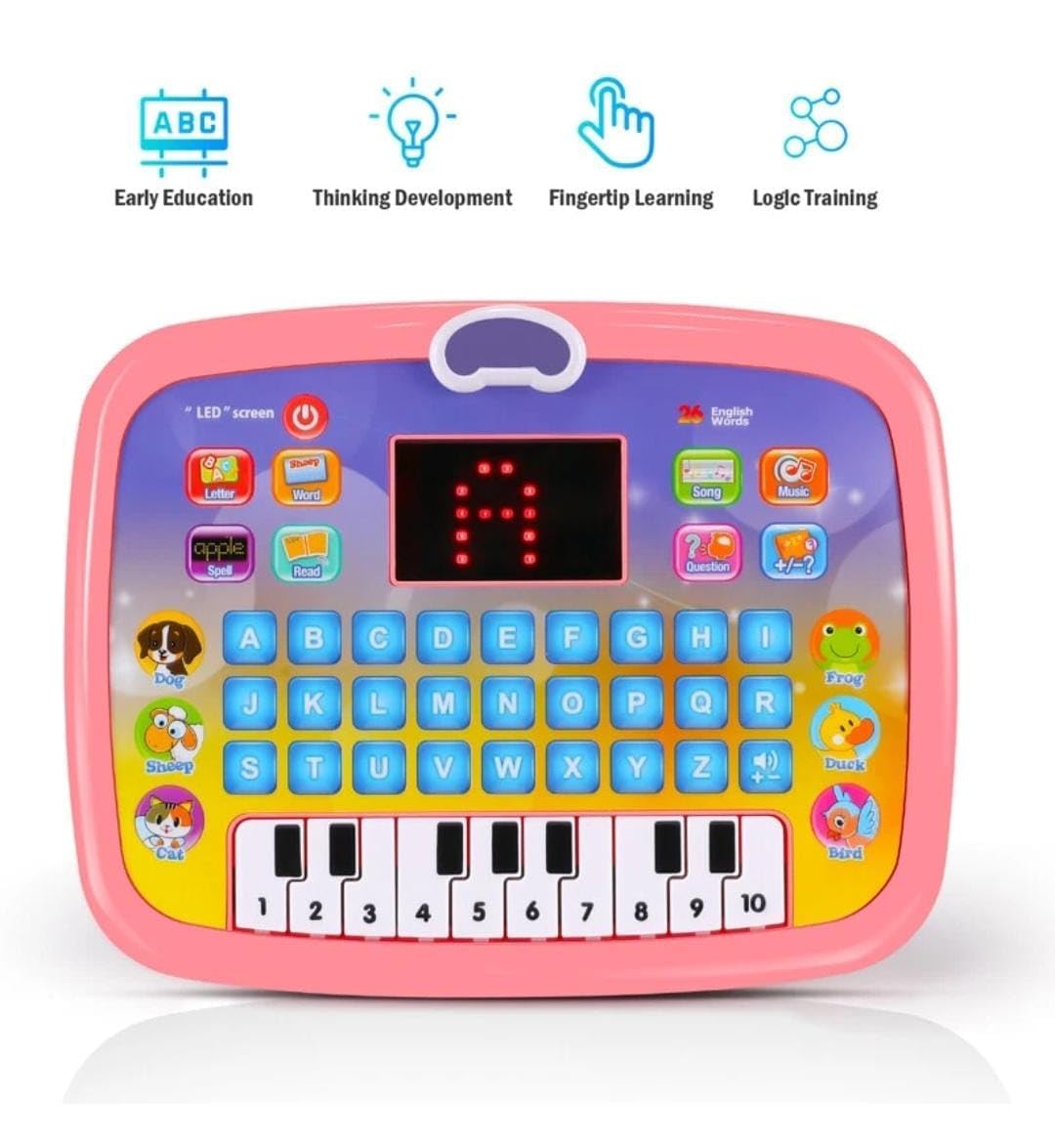KIDDOVATE Educational Learning Tablet for Kids – LED Display with Piano Keys, ABC Letters, Numbers & Music – Interactive Toy for Toddlers Ages 3+