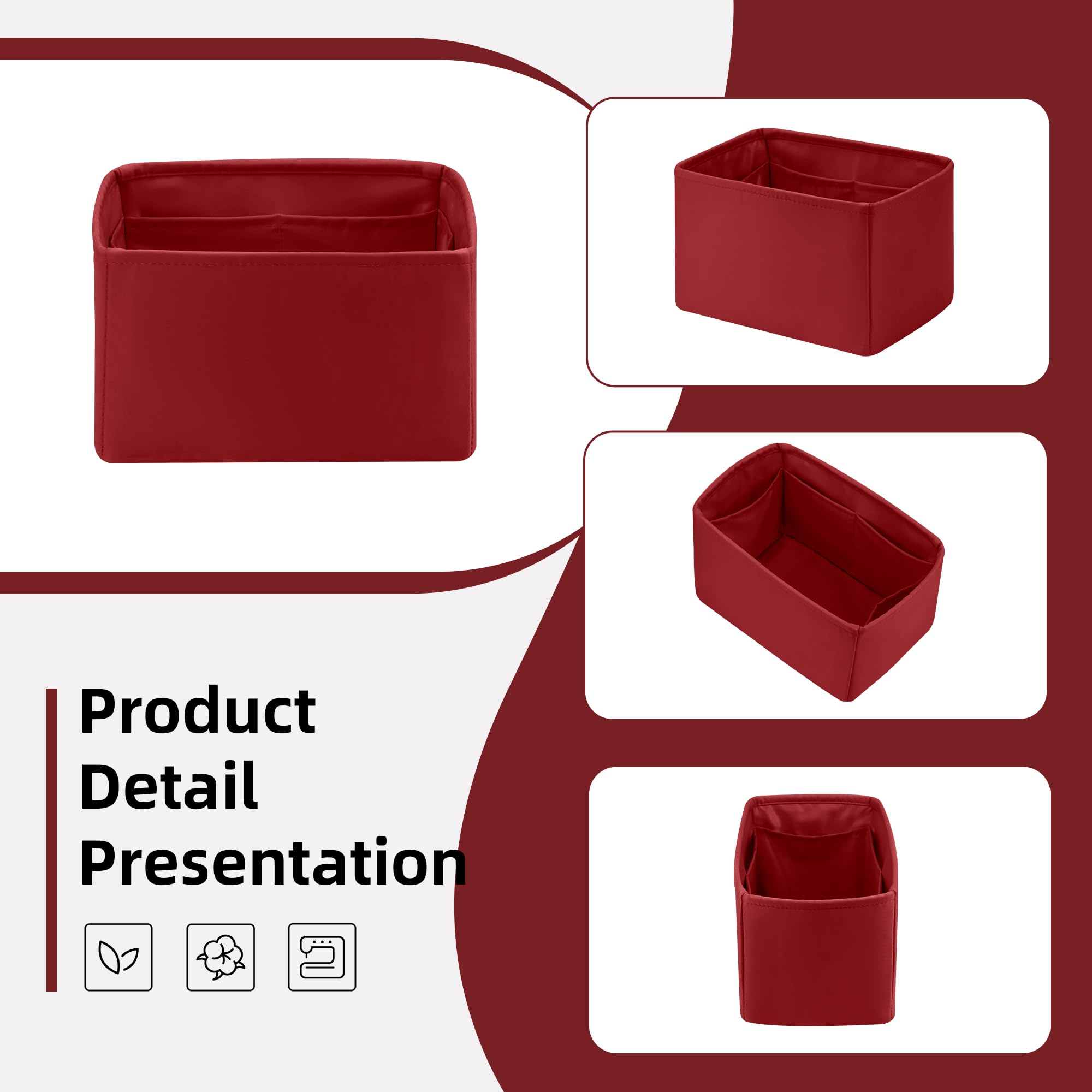 DGAZ Organizador de Bolso de Seda Premium, Inserto Ligero para Speedy 16/20/25/30/35/45, Forro Interior Elegante que Protege y Organiza (Rouge casaque, Speedy 20)