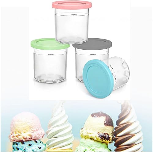 Creami Containers, for Ninja Creami Deluxe,16 OZ Creami Deluxe Bpa-Free,Dishwasher Safe Compatible NC301 NC300 NC299AMZ Series Ice Cream Maker