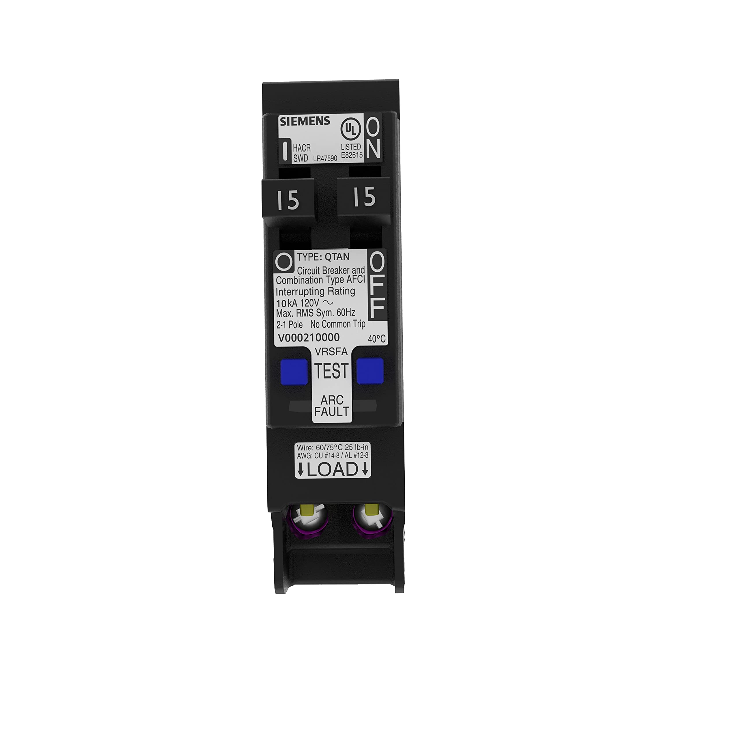 15A 120V 1-Pole Tandem CAFCI Type QTAN Circuit Breaker — Amazon image 2