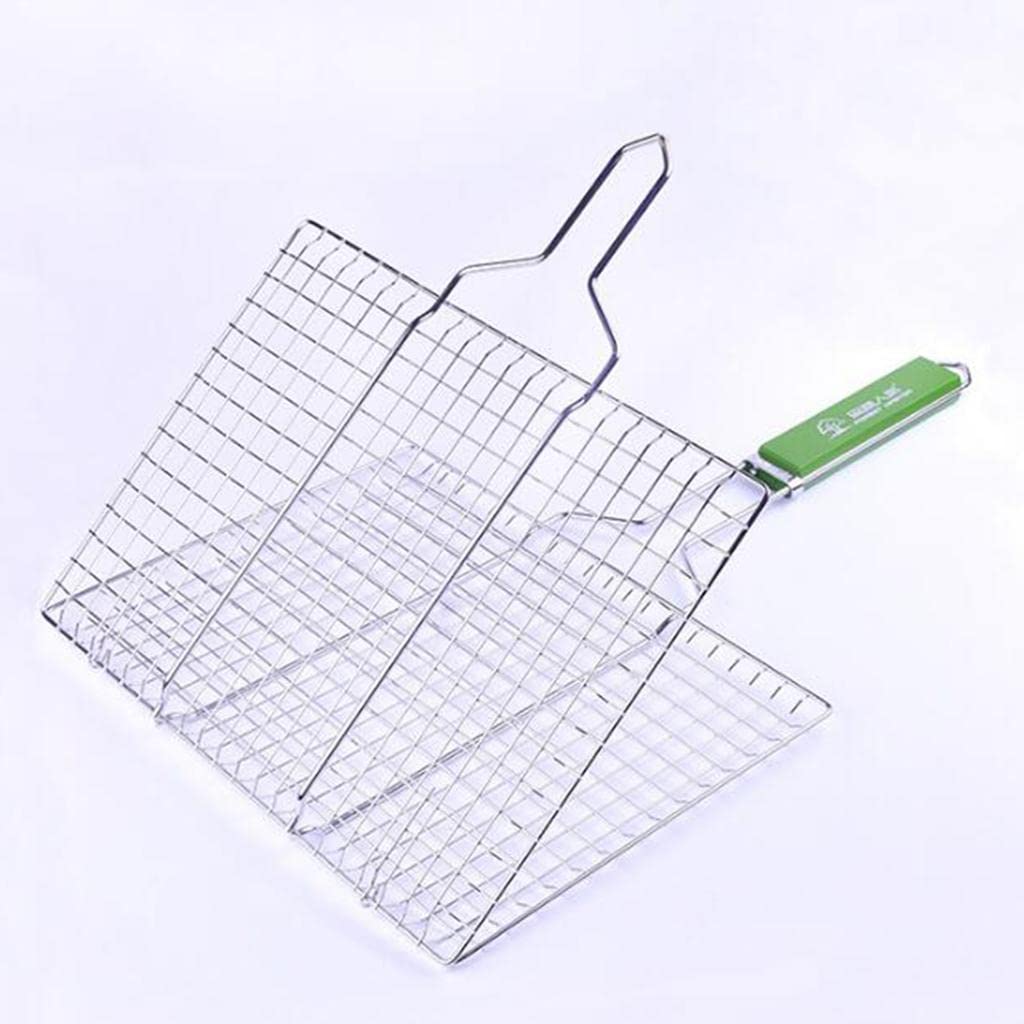 misppro Griglia portatile in acciaio inox per barbecue, per pesce, verdure, bistecca, gamberetti, costolette e molti altri alimenti. Ottimo e utile strumento per barbecue, rete per grigliare carne