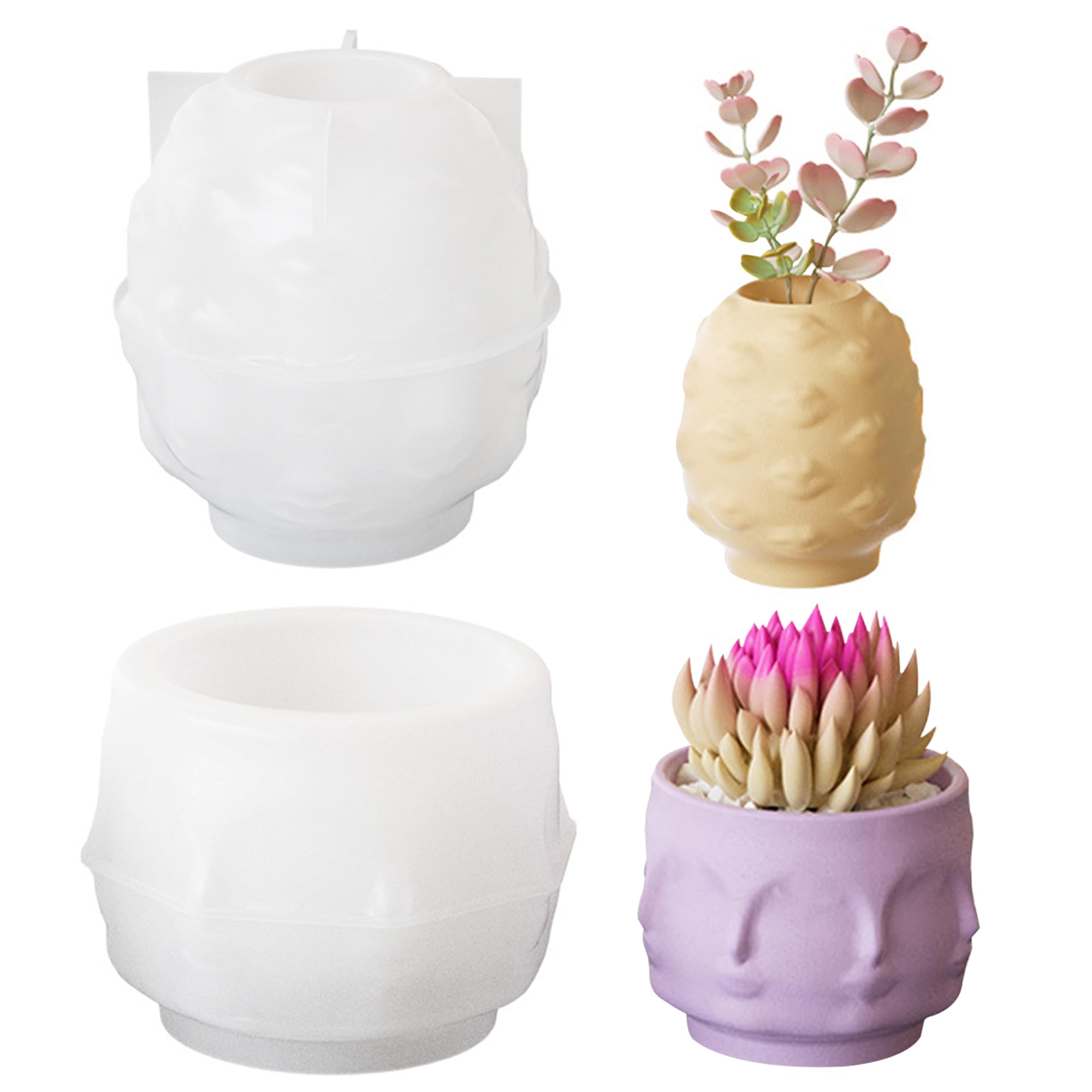 Attuslla 2 PCS Epoxy Resin Molds Silicone Vase Molds