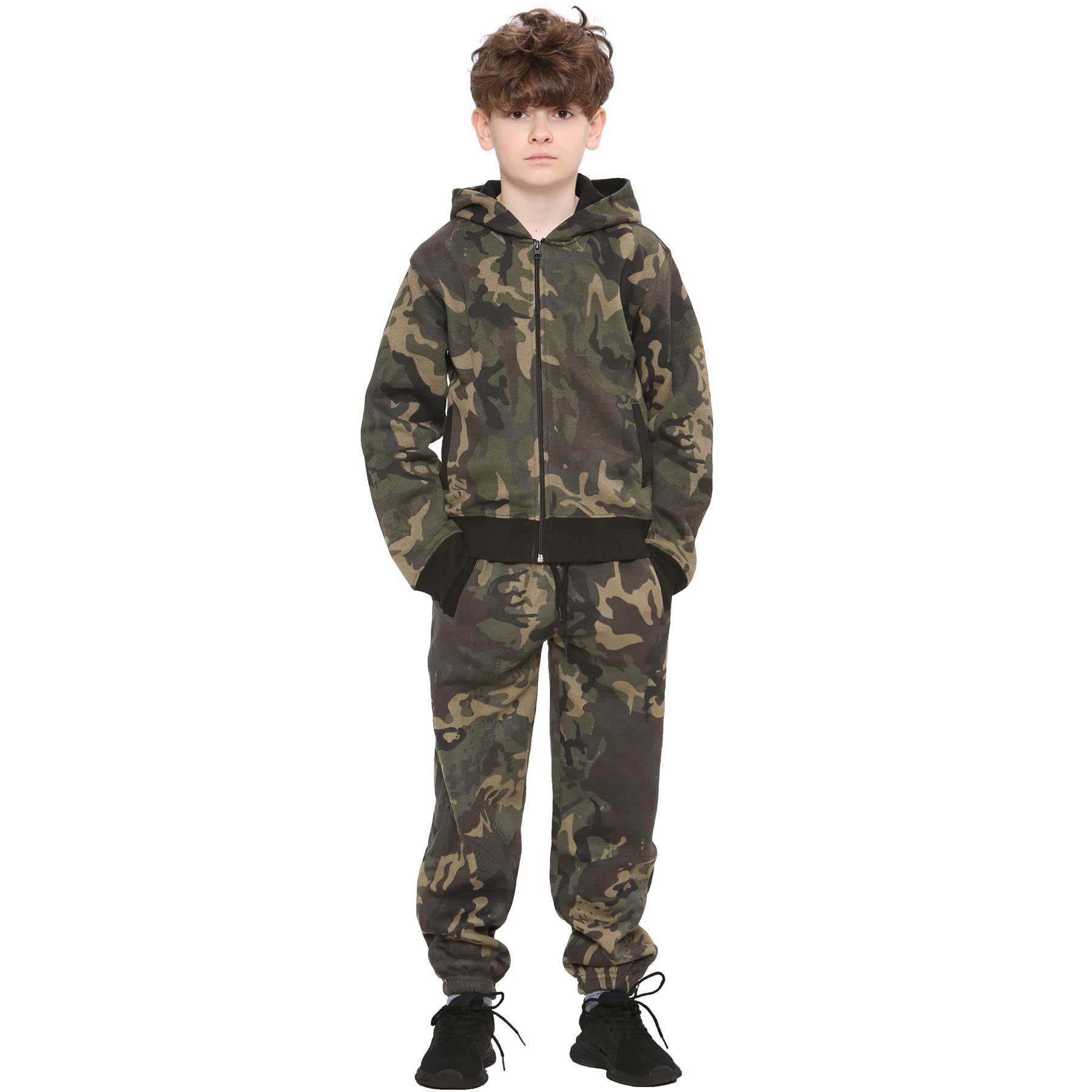 A2z 4 Kids Boys Camo Green Girls Tracksuit Set Plain & Camouflage Fleece - Plain Tracksuit 13