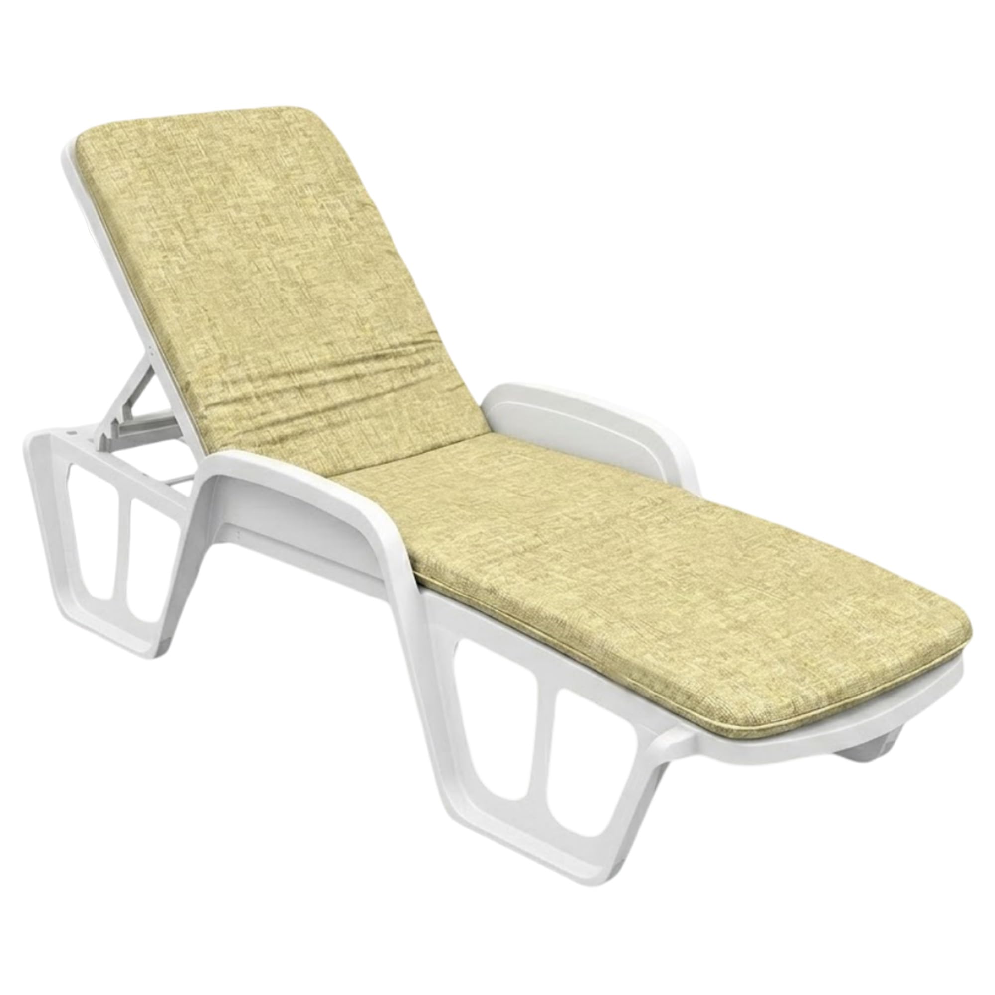 Sicignano Cuscino per Lettino Tenerife, 177x56 cm, Poliestere e Cotone, con Elastico e Fettuccia (Beige)