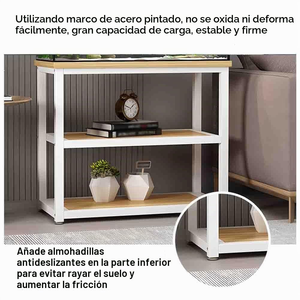 Soporte para pecera, soporte resistente para acuario con marco de metal y 3 estantes de almacenamiento para uso doméstico y de oficina