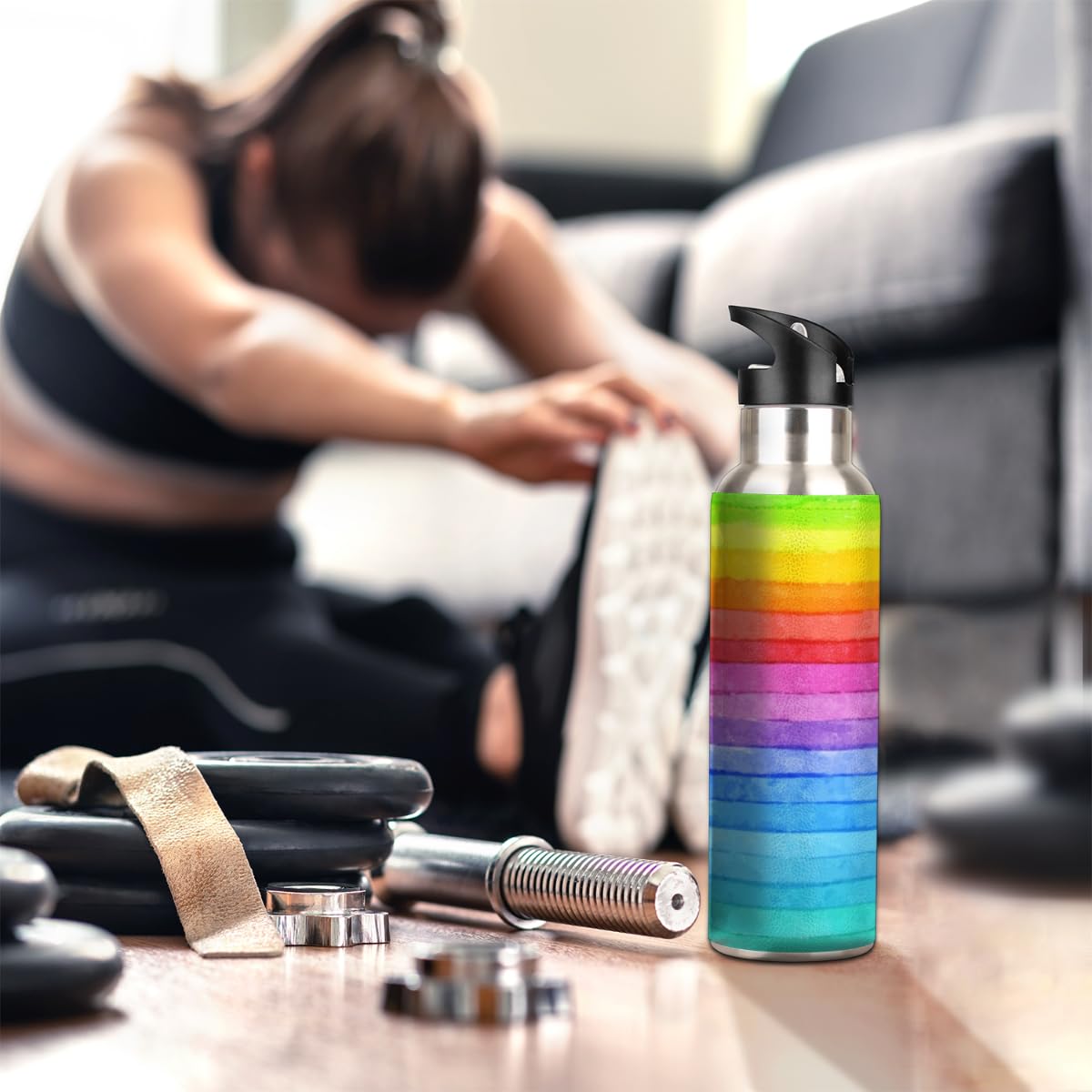 Vnurnrn Regenbogen Trinkflasche – 600ml Edelstahl, Isoliert, Mit Strohhalm, BPA-frei Für Kinder & Sport