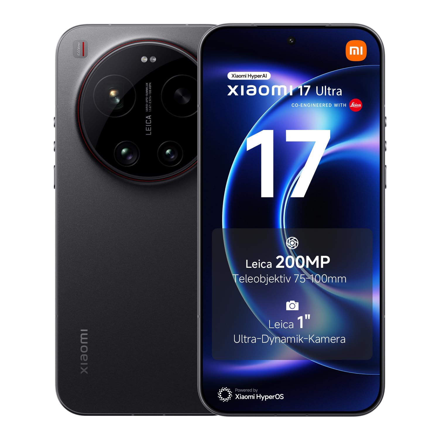 XIAOMI 17 Ultra Smartphone 16+512 GB, HyperAI Handy mit Android, Leica 200 MP Teleobjektiv (75–100 mm), Leica APO Optik, LOFIC HDR Technologie, Schwarz, 3 Jahre Garantie