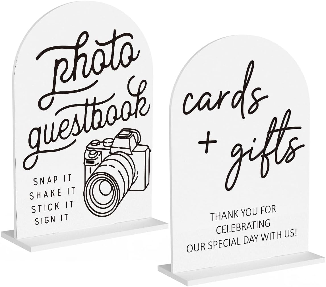 2Pcs Wedding Bathroom Favors Sign, Bathroom Basket Sign for Ladies Gents Wedding Engagement Bridal Shower Baby Shower Table Desk Acrylic Decor 5×7 Inch
