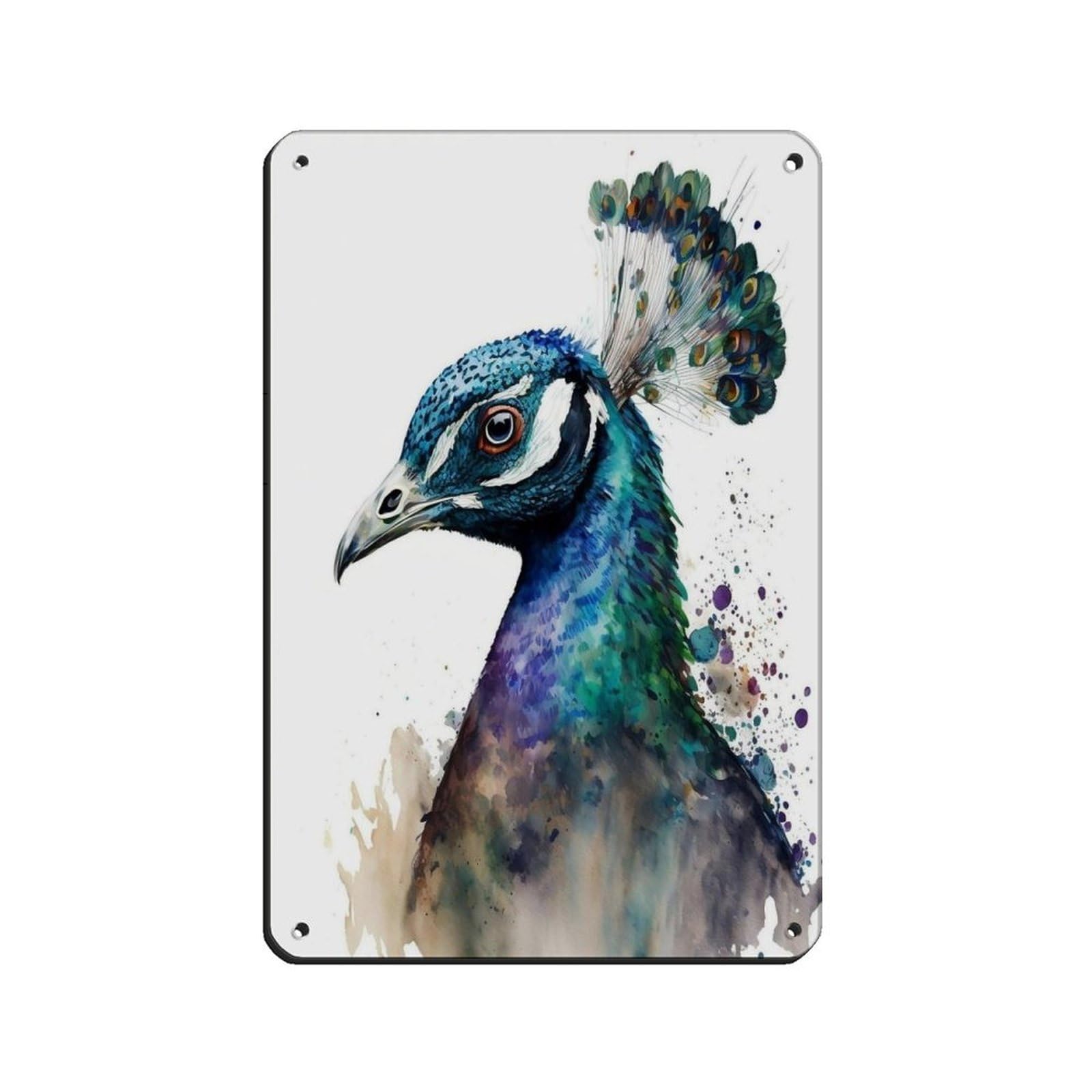 Watercolor Peacock, Art Poster Retro Poster Metal Tin Sign Chic Art Retro Iron Painting Bar People Cave Cafe Family Garage Poster Wall Decoration 8x12inch(20x30cm)