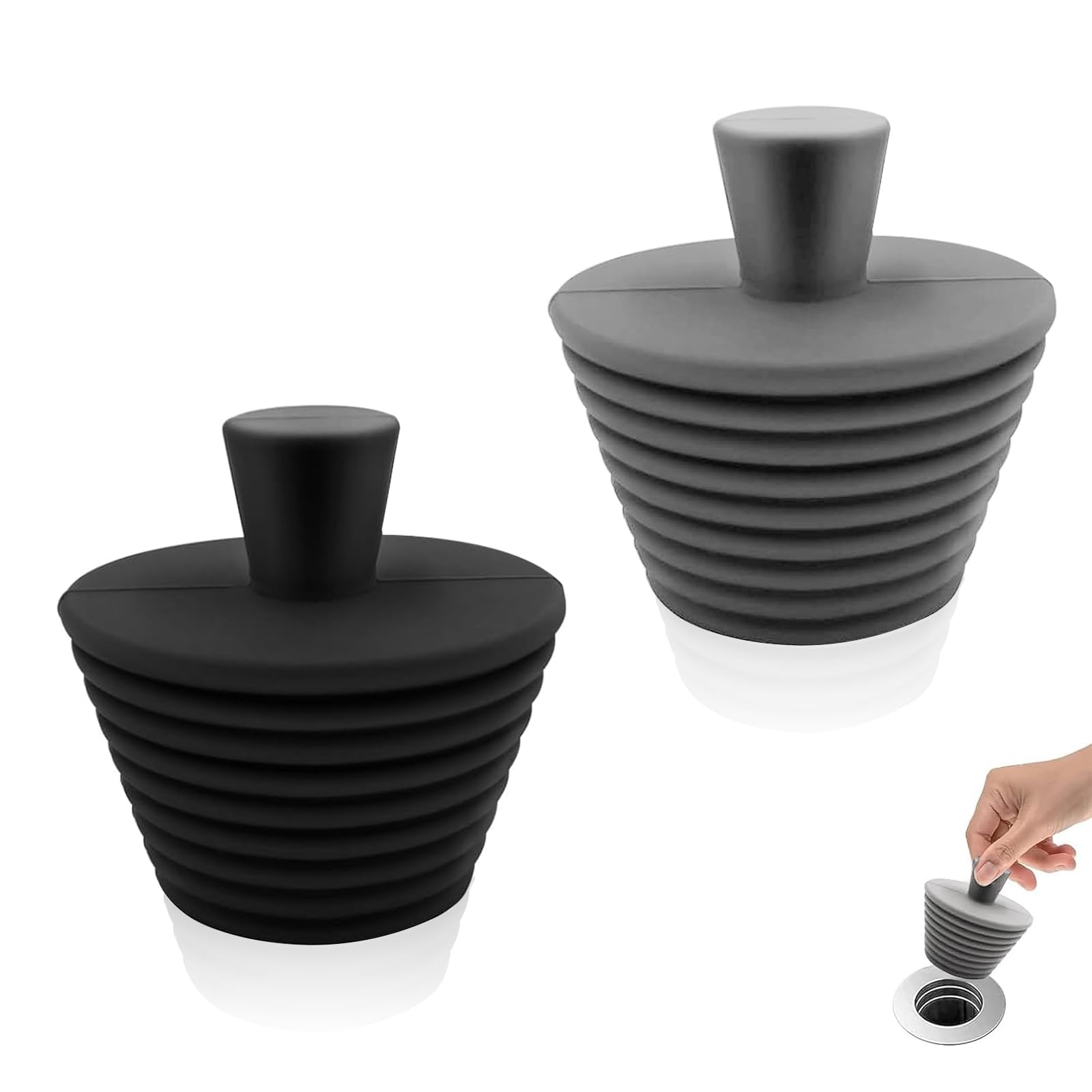 Tappi Universali Per Lavello 2 Pz - Gomma Nera Per Scarichi Da 37 A 40 Mm - Foto 4