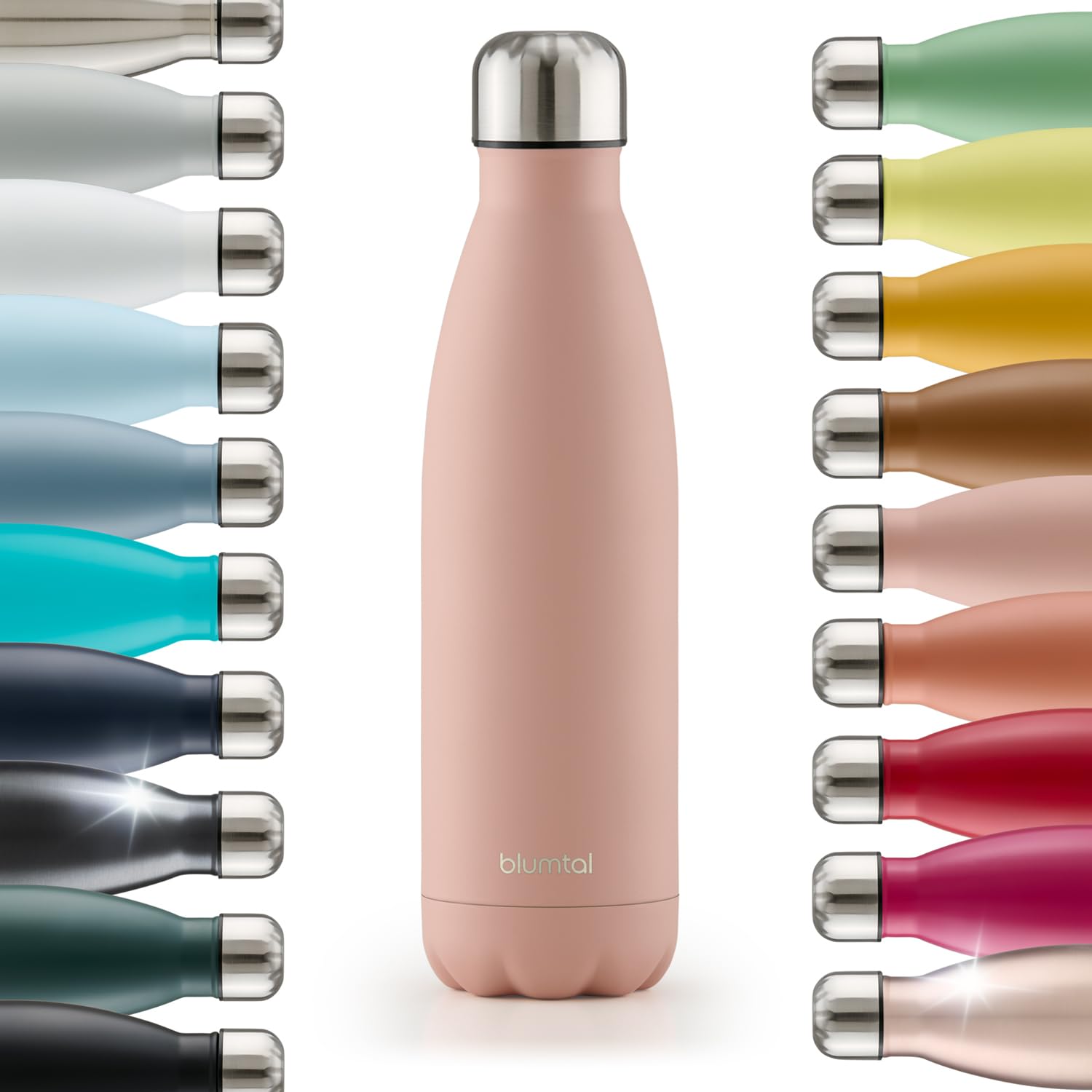 Blumtal Trinkflasche 500 ml Edelstahl - auslaufsichere Isolierflasche - BPA-freie Trinkflasche kalt & warm - doppelwandige Insulated Bottle - rostbeständige Isolierflasche Mellow Rose - Rosa