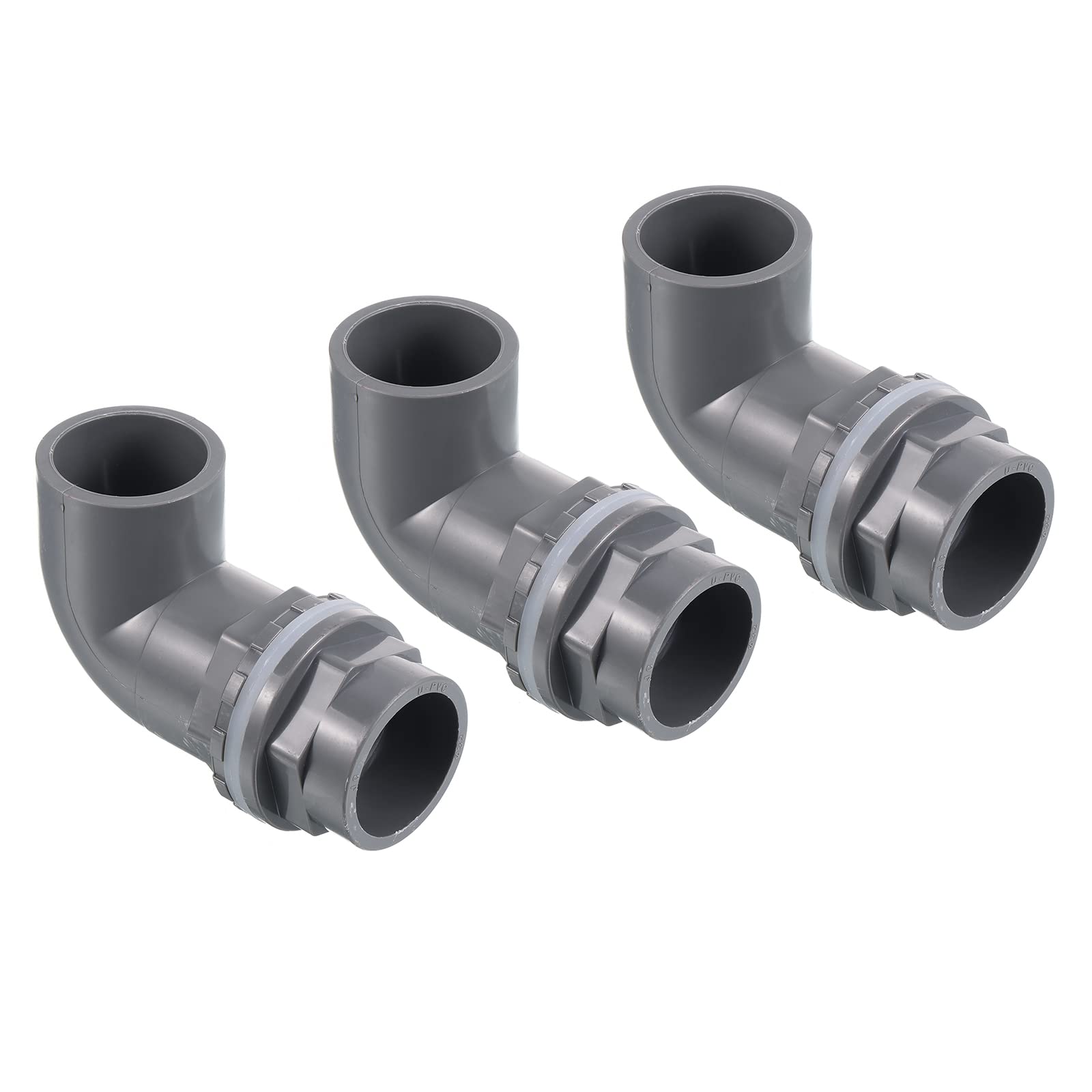 PATIKIL 32mm/1.26" PVC Elbow Water Tank Pipe Connector, Coupling Fitting Adapter for Aquariums Tanks Gray