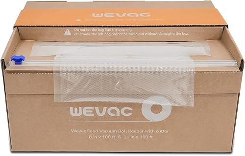 Miniatura 10 de Rollo de sellado al vacío con cortador, 6 x 100 pies y 8 x 100 pies, 2 rollos ideal para guardar alimentos, sin BPA, grado comercial, ideal para