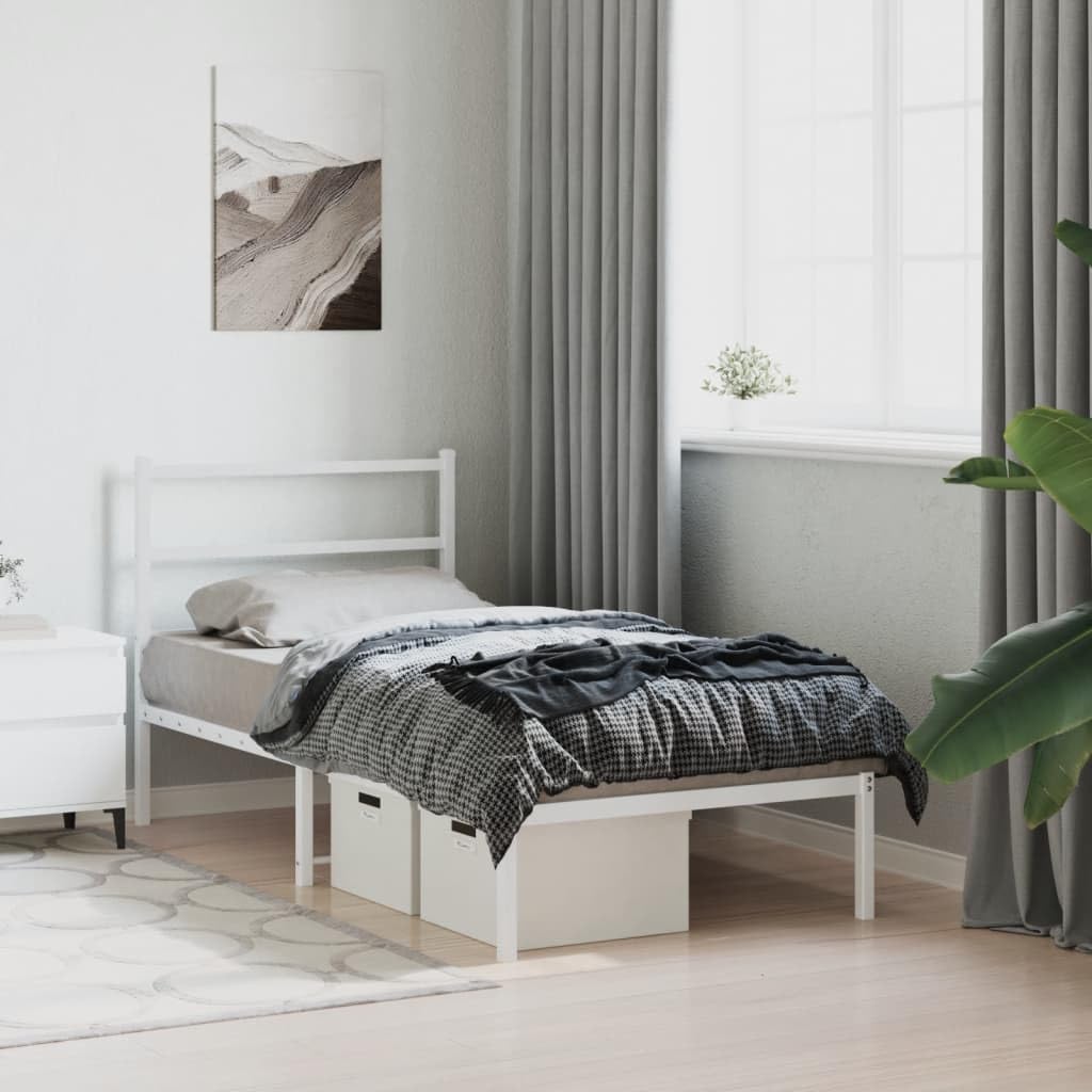 vidaXL Bettgestell mit Kopfteil Metall Weiß 90x190 cm