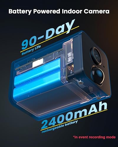 Miniatura 5 de ieGeek Cámaras inalámbricas para interiores para seguridad del hogar, mini cámara WiFi de batería para interiores, 1080P, audio de 2 vías, alarma