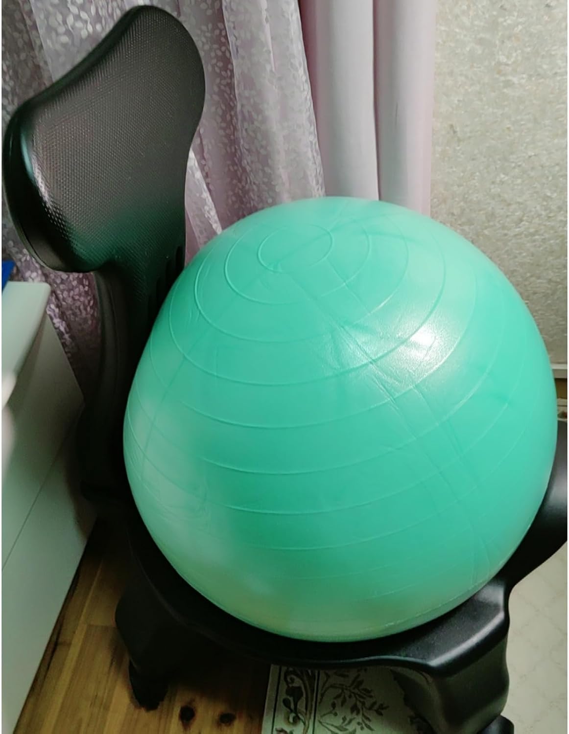 Rolling Exercise Ball Chair with Pump, Ergonomic Yoga Ball Office Chair for Office Pregnancy, Desk Chair for Posture Improvement/Core Training(F)