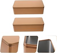 Vista 9 de UPKOCH Tarros de caramelo con tapas, 2 piezas, caja de lata vacía rectangular con tapa, caja de almacenamiento de hojalata, contenedor de lata