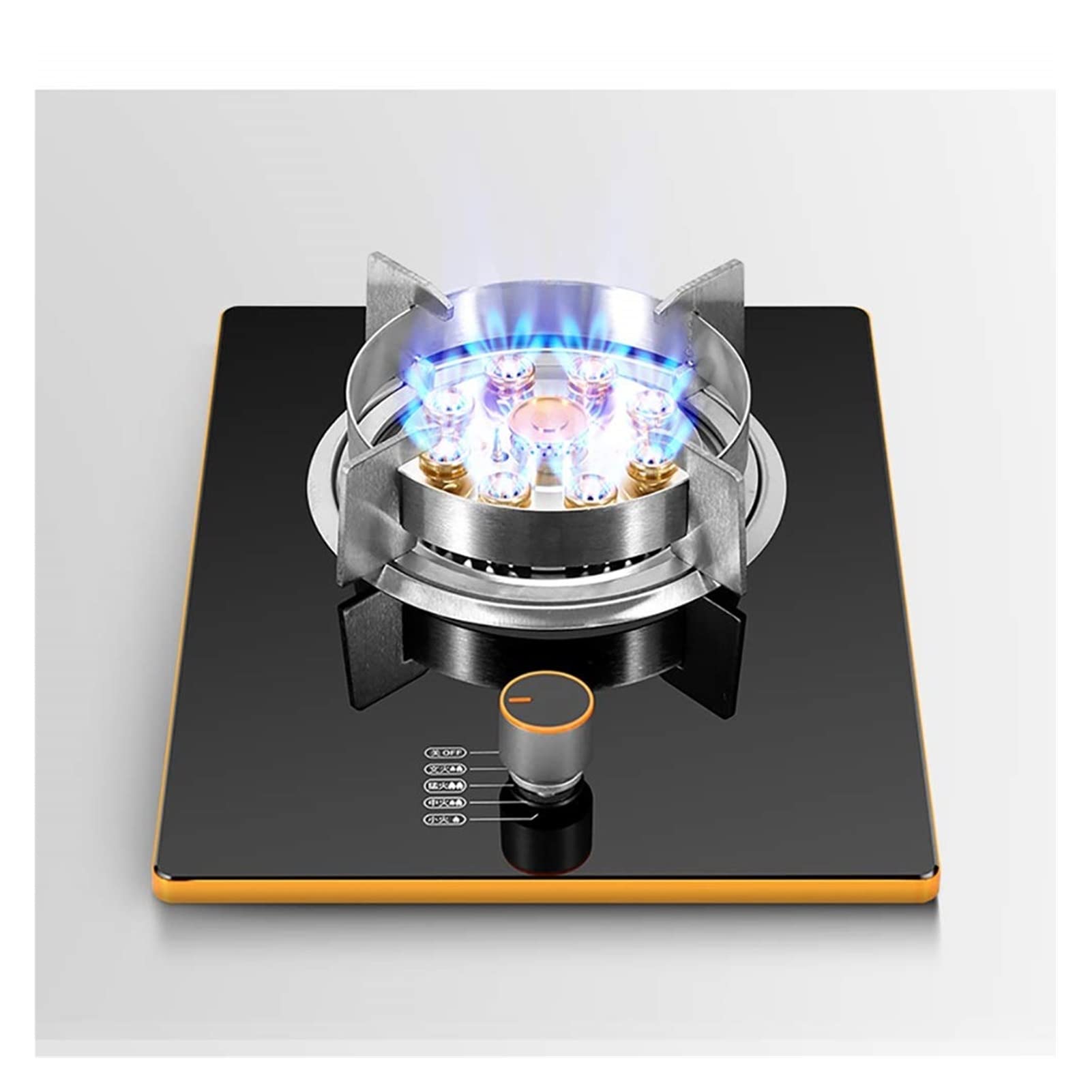 32cm Built-in Gas Stove, 7.0KW Nine Chamber Fire Burner, With 1 Burner, Tempered Glass, Easy To Clean, With FFD Protection, Suitable For Home Kitchen (Color : A, Size : NG)