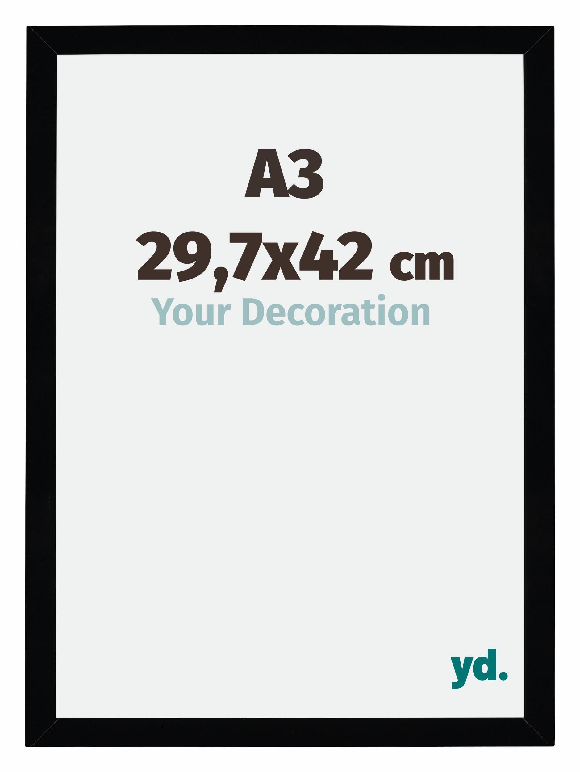 Your Decoration - Picture Frame A3 29,7x42 cm - Black High Gloss - Decorative Wall Frame in MDF with Antireflection - Frame A3 29,7x42 - Mura